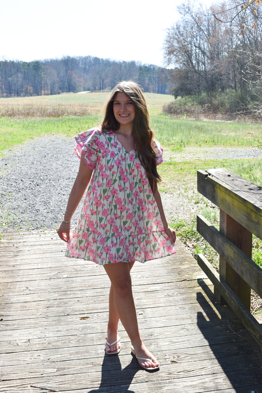 Rosie Floral Ruffle Mini Dress