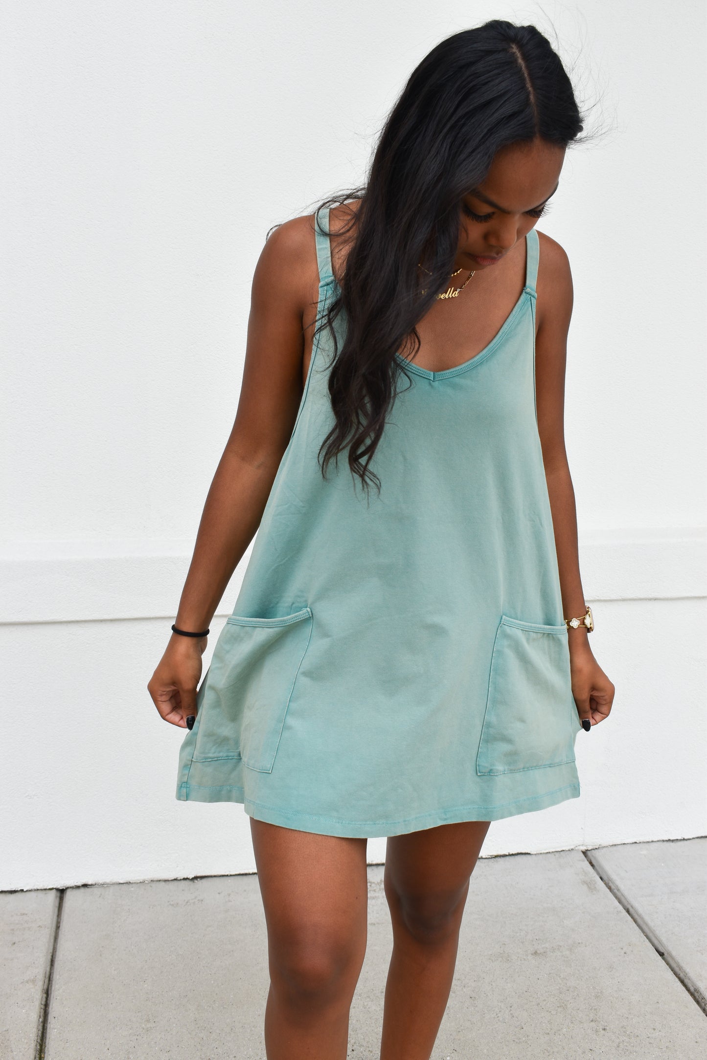 Mini Dress W/ Built in Romper Lining: Teal