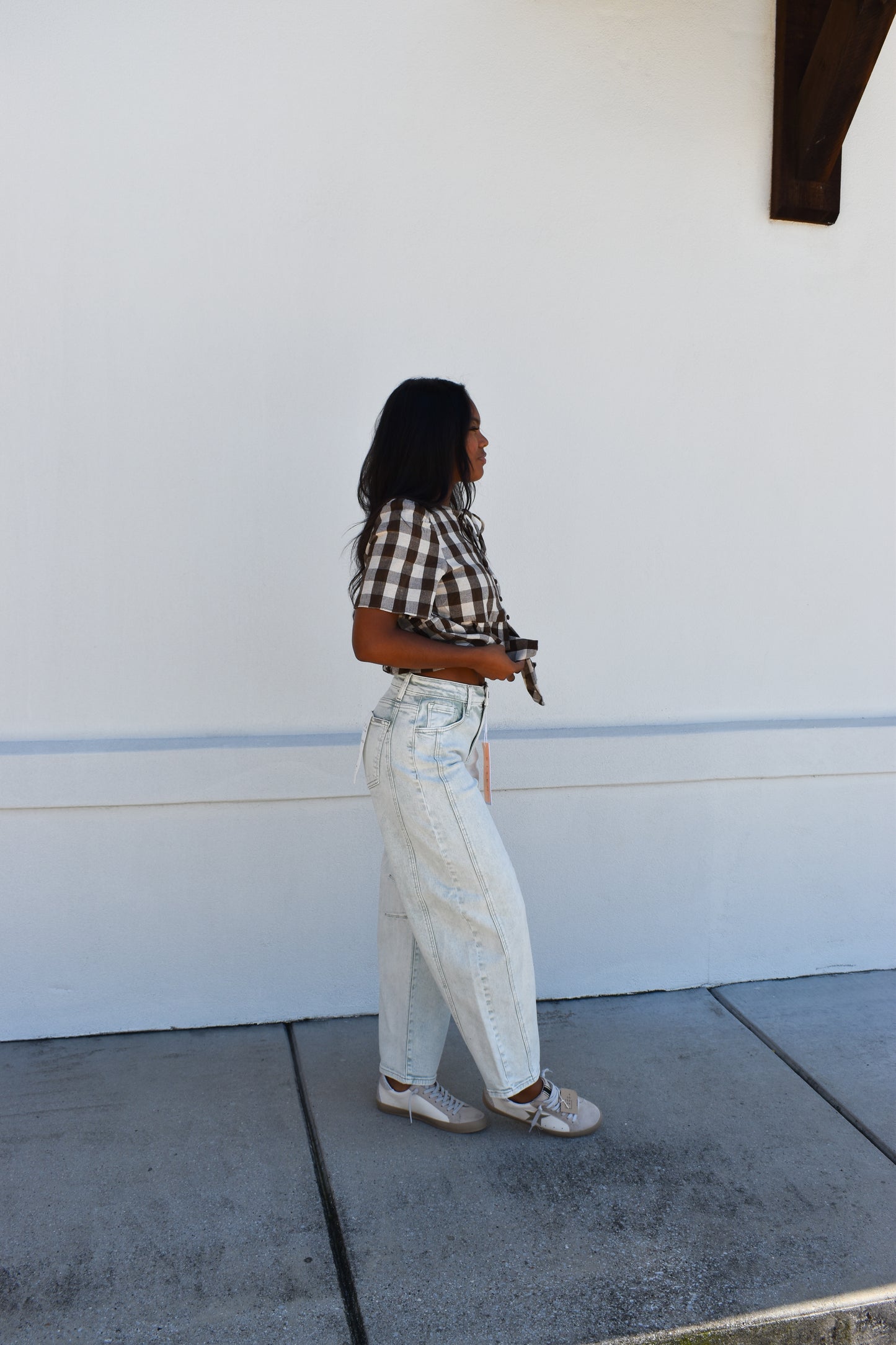 Risen Slouchy Ankle Barrel Pants: Light Wash