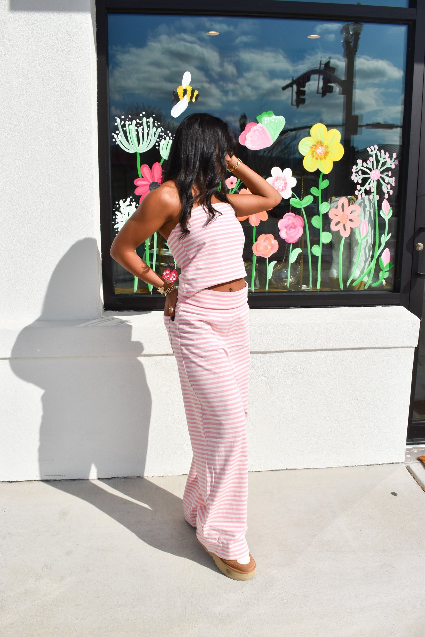 Pink Love Stripe Bandeau Top