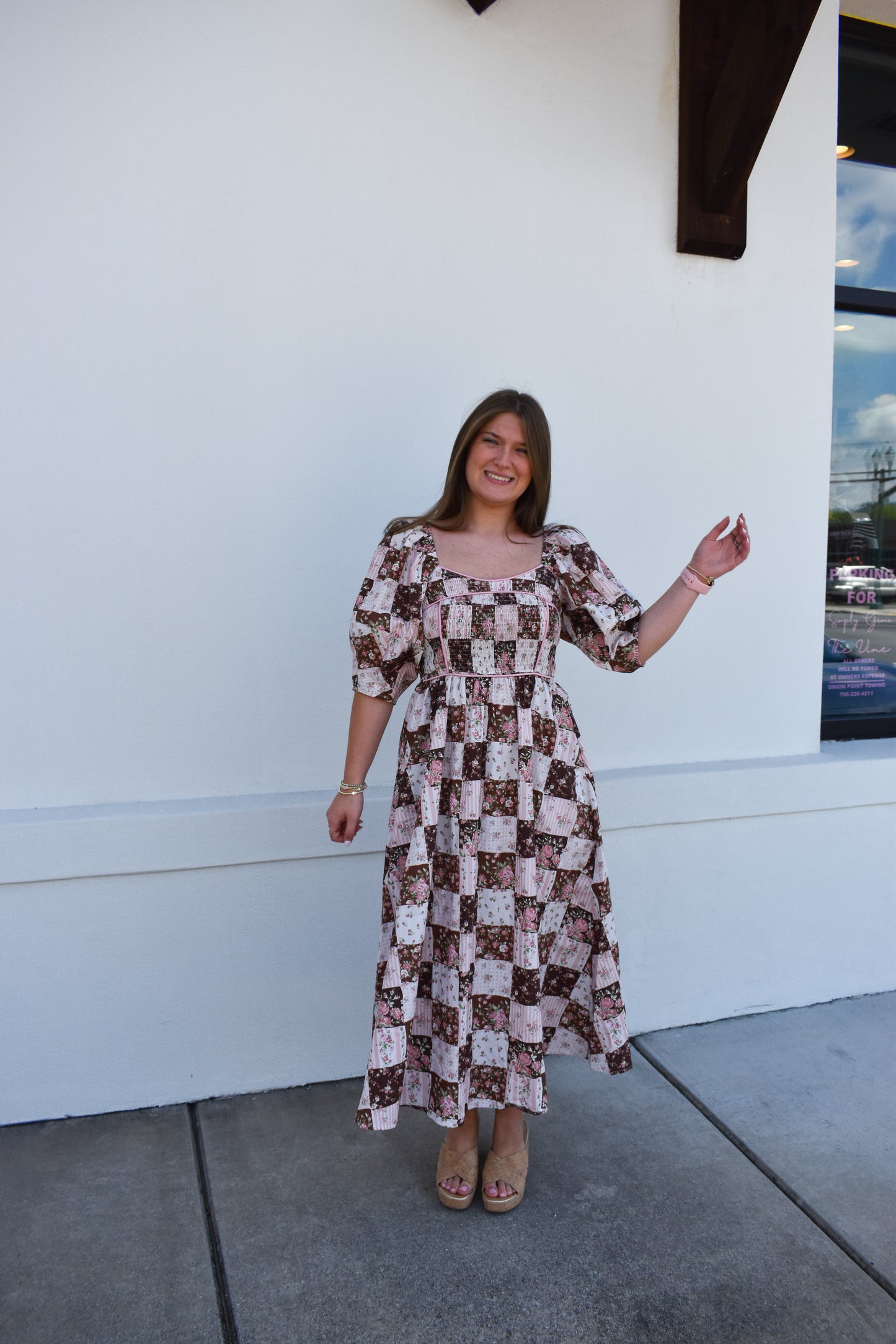 Jessie Floral Maxi Dress W/ Puffy Sleeves