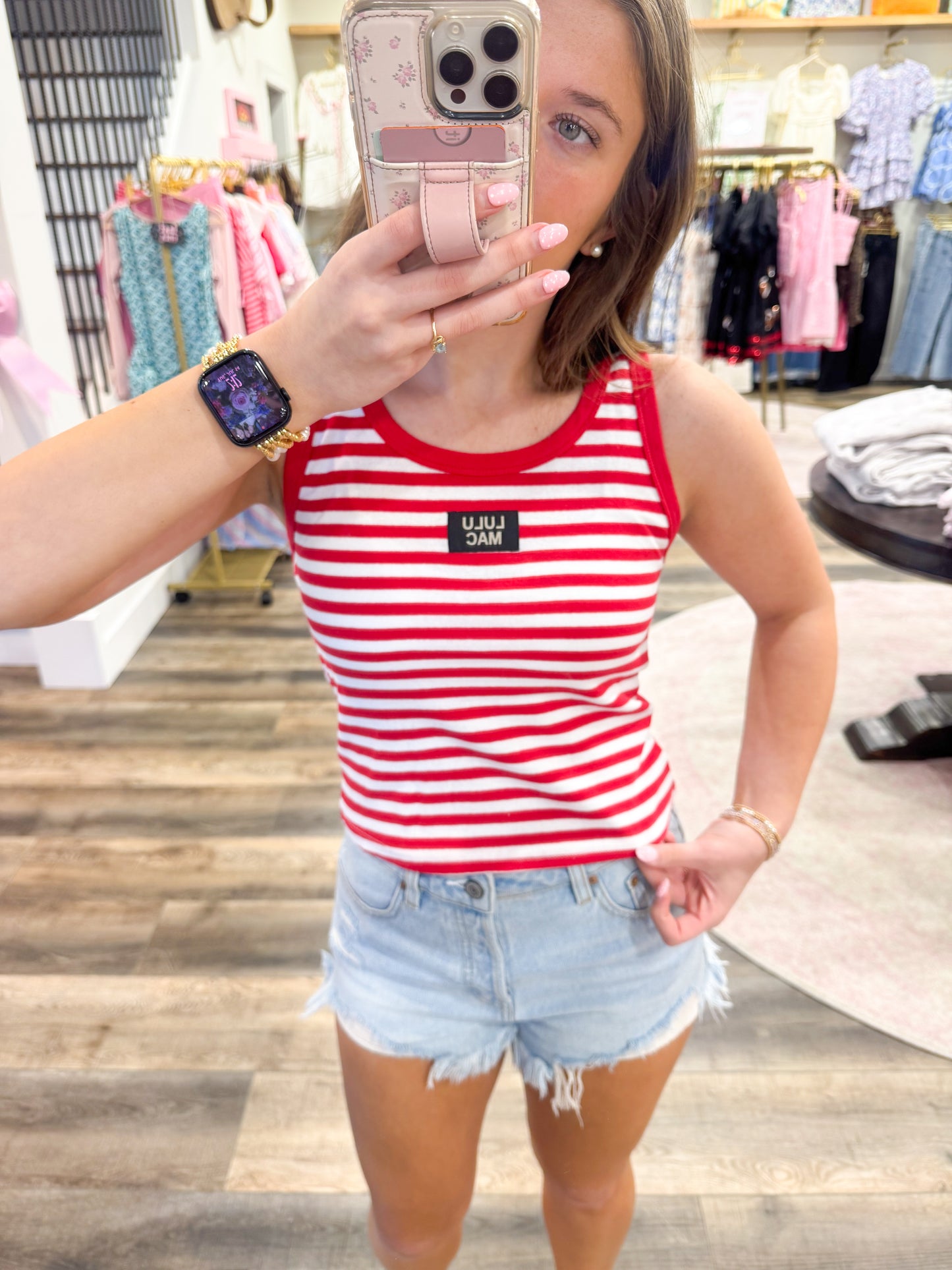 Lulu Mac Stripe Tank Top: Red