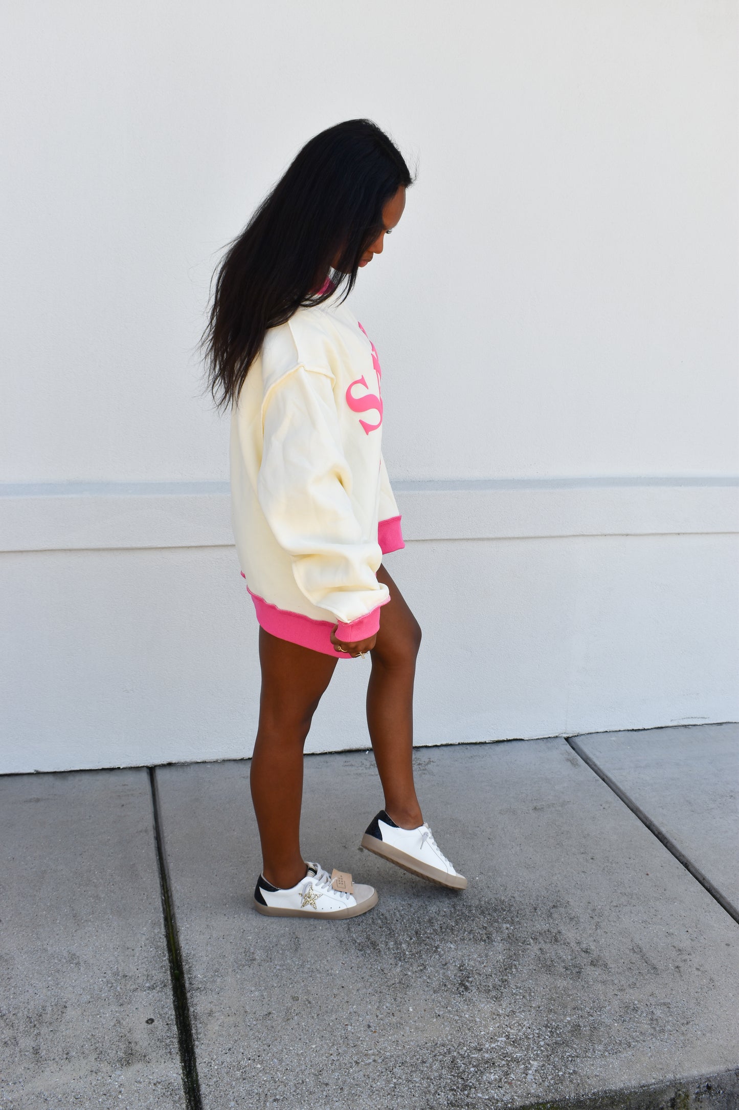 'SAVED BY GRACE' Puff Print Mockneck