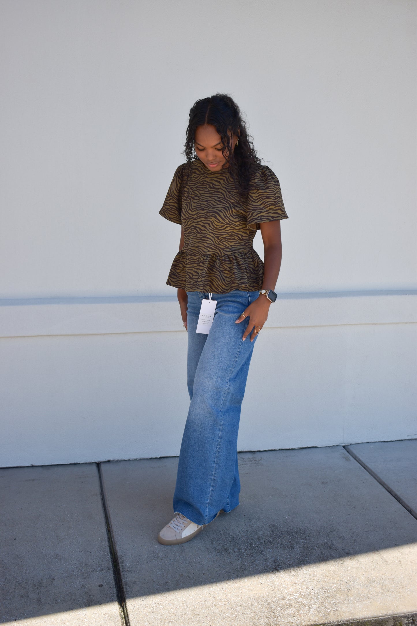 Zebra Social Peplum Top