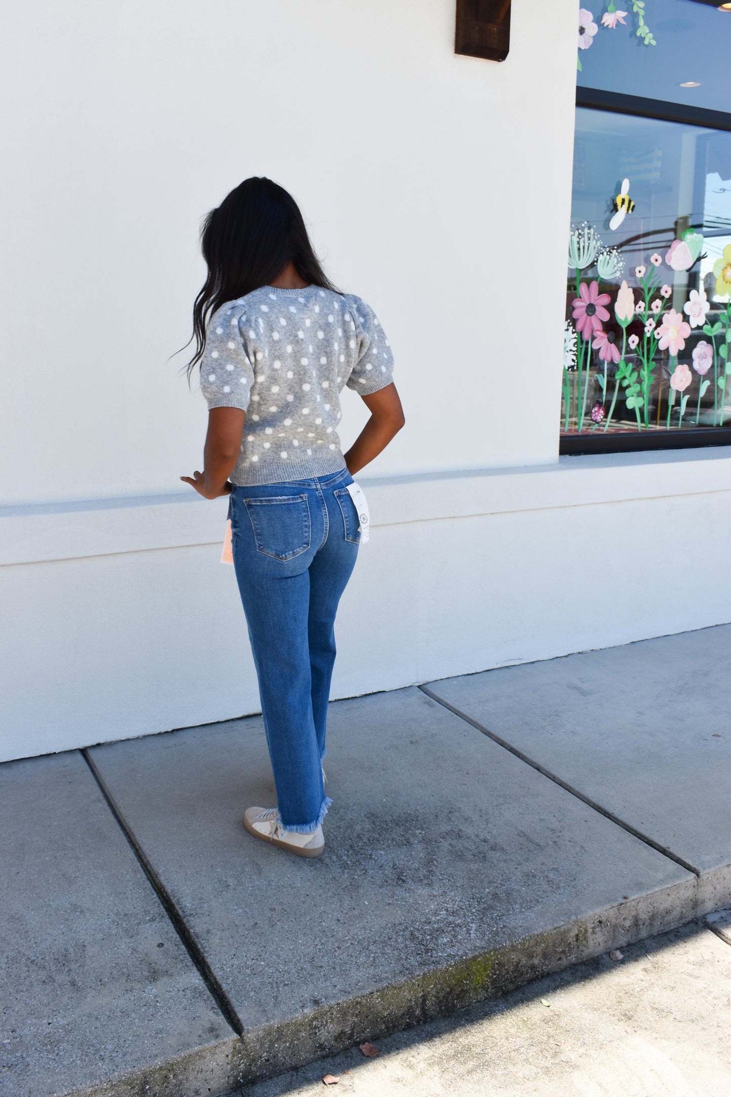 Puff Short Sleeve Polka Dot Top