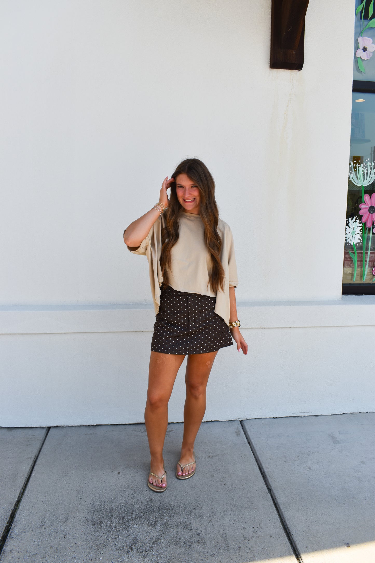 Oversized Beige Wash Top