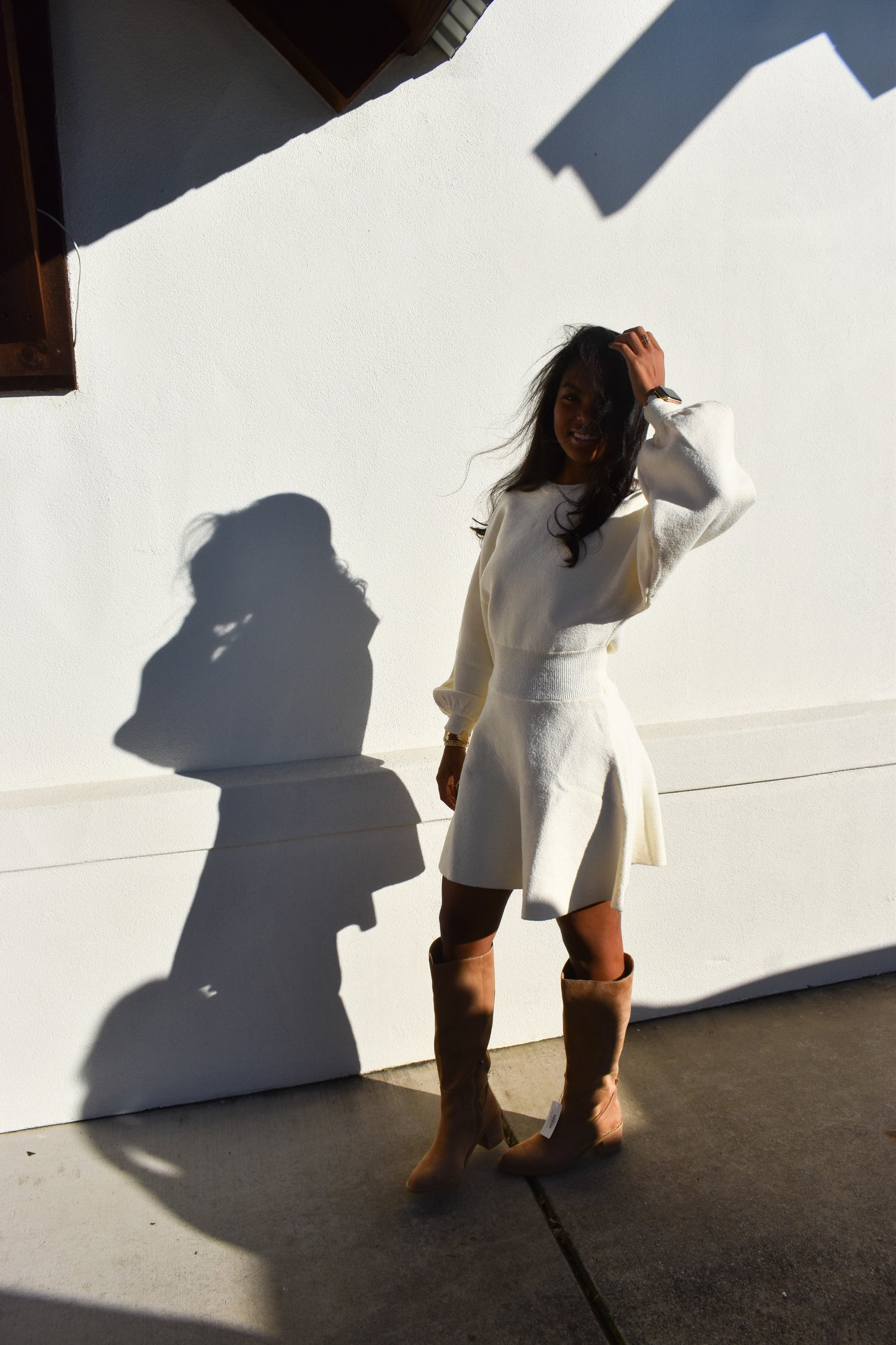 Ballon Sleeve Sweater Dress