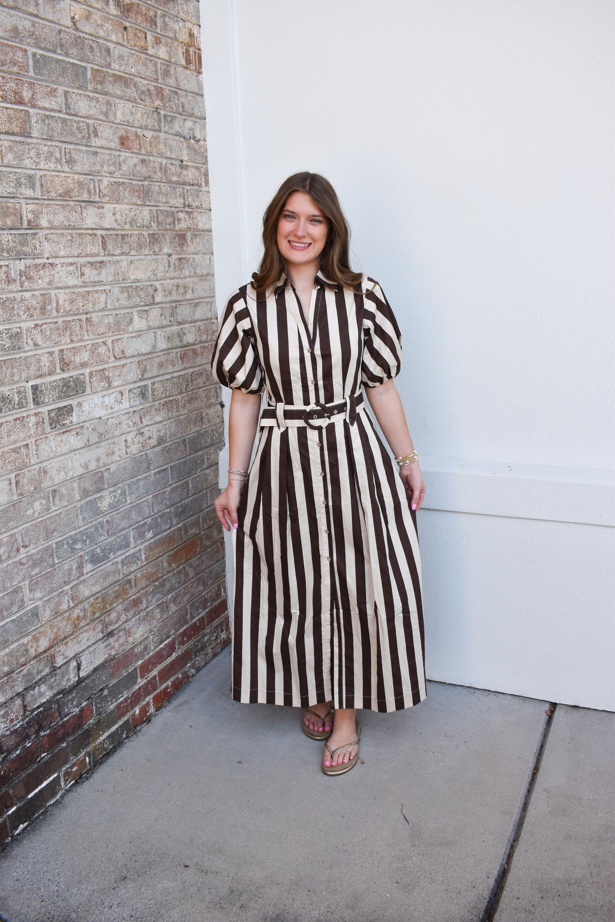 Cora Belted Stripe Maxi Dress