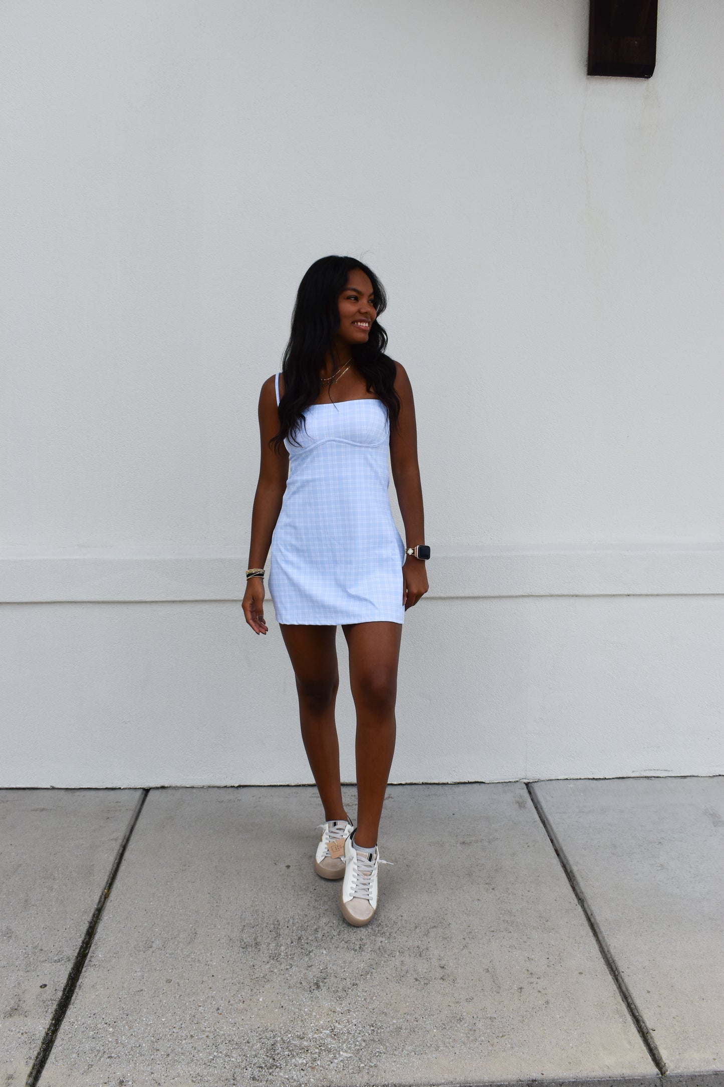 Plaid Print Sweetheart Dress