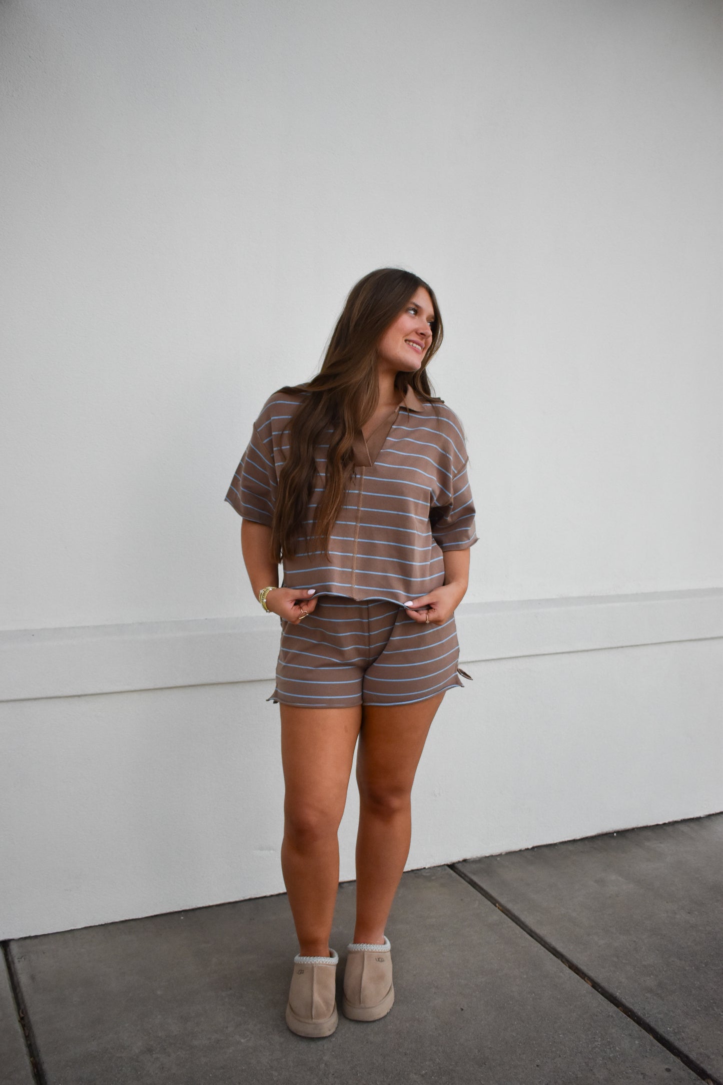 Striped Knit Shorts & Top Set