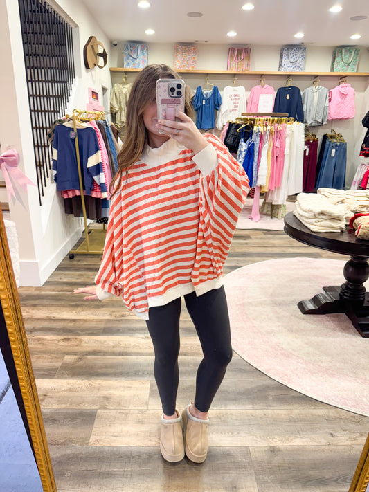 Stripe Oversized Mockneck
