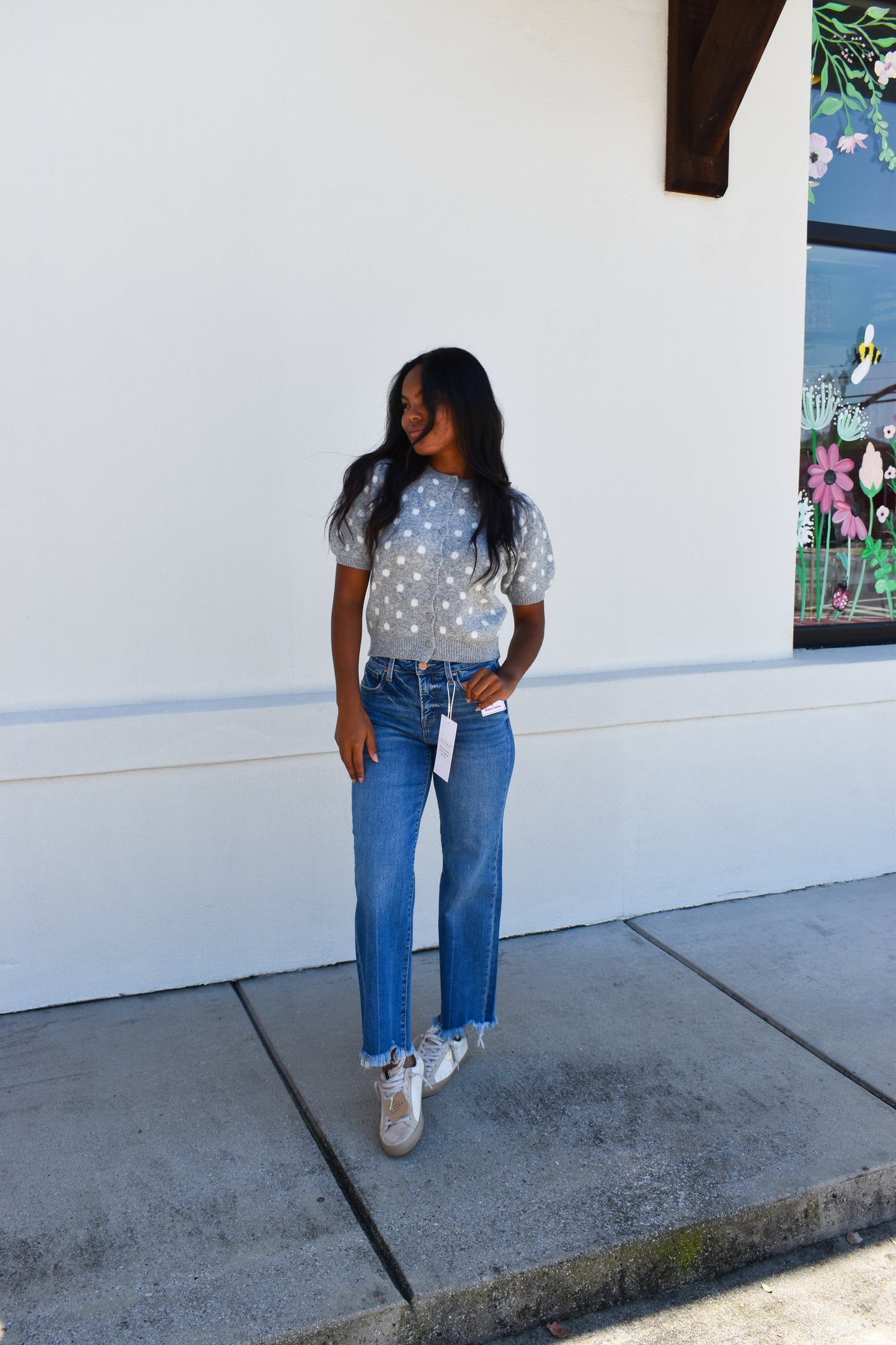 Puff Short Sleeve Polka Dot Top