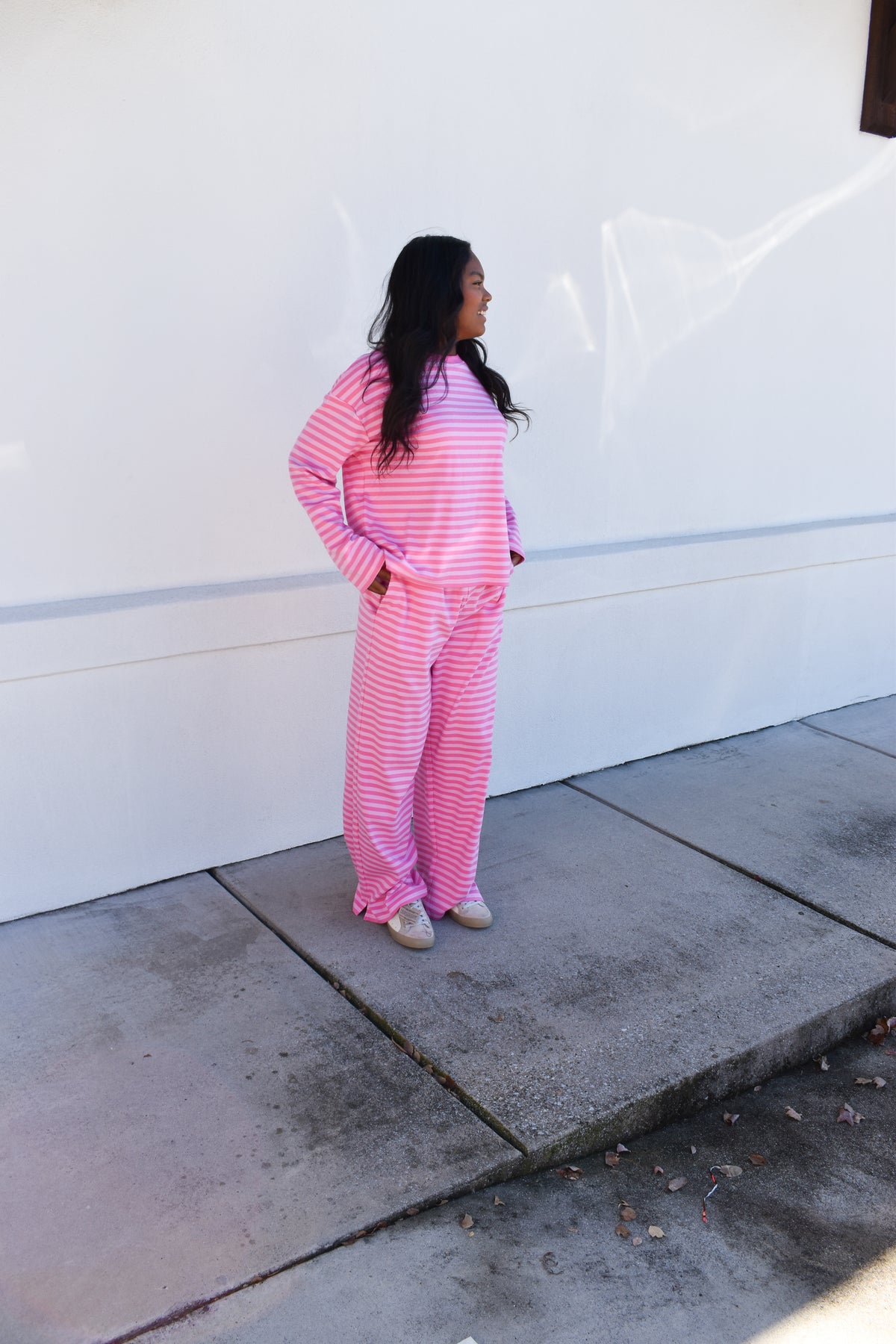 Hot Pink Striped Loungewear Pants