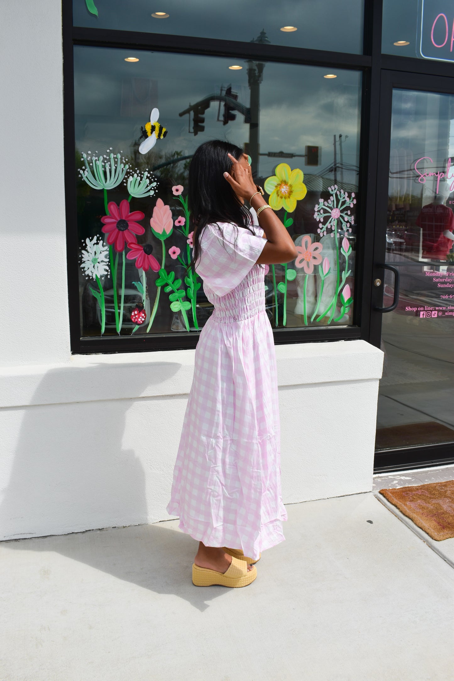 Pretty in Pink Gingham Maxi Dress