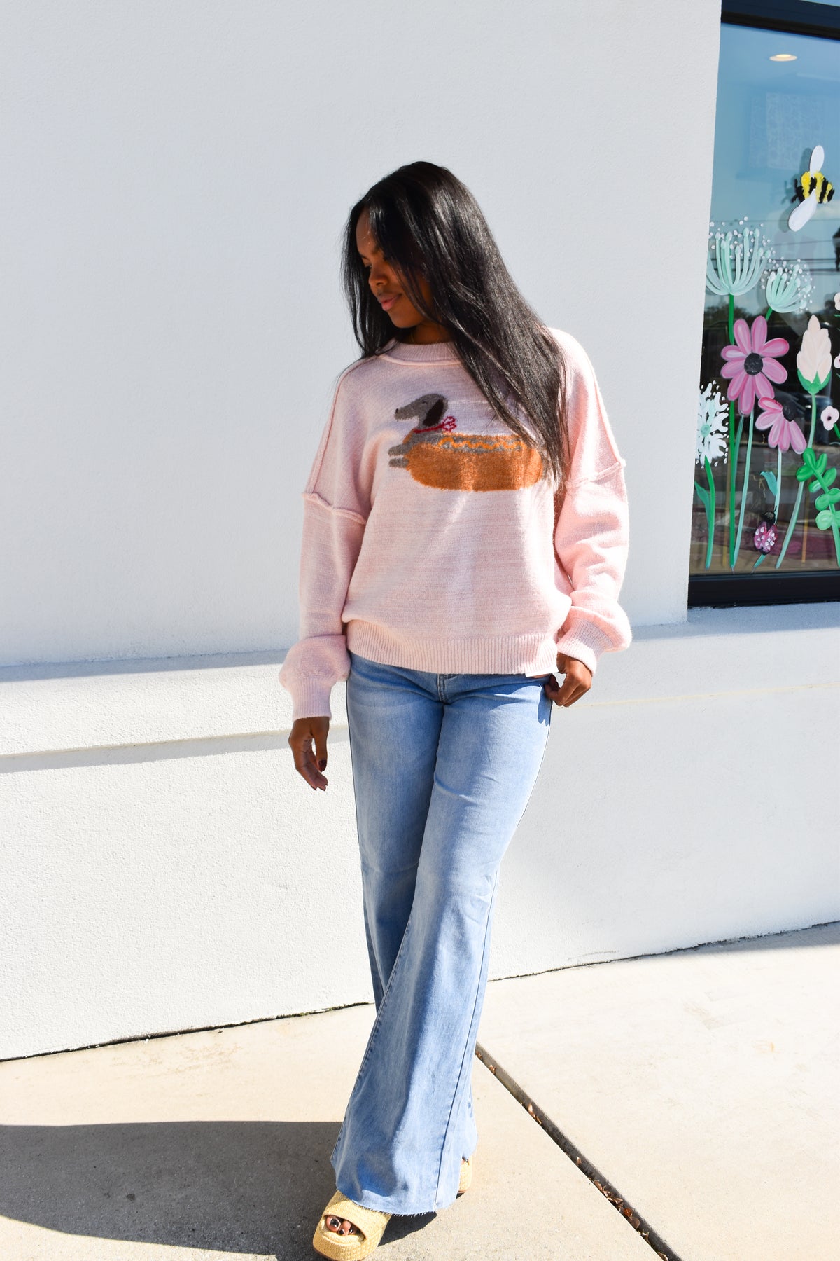 Pink Weiner Dog Sweater