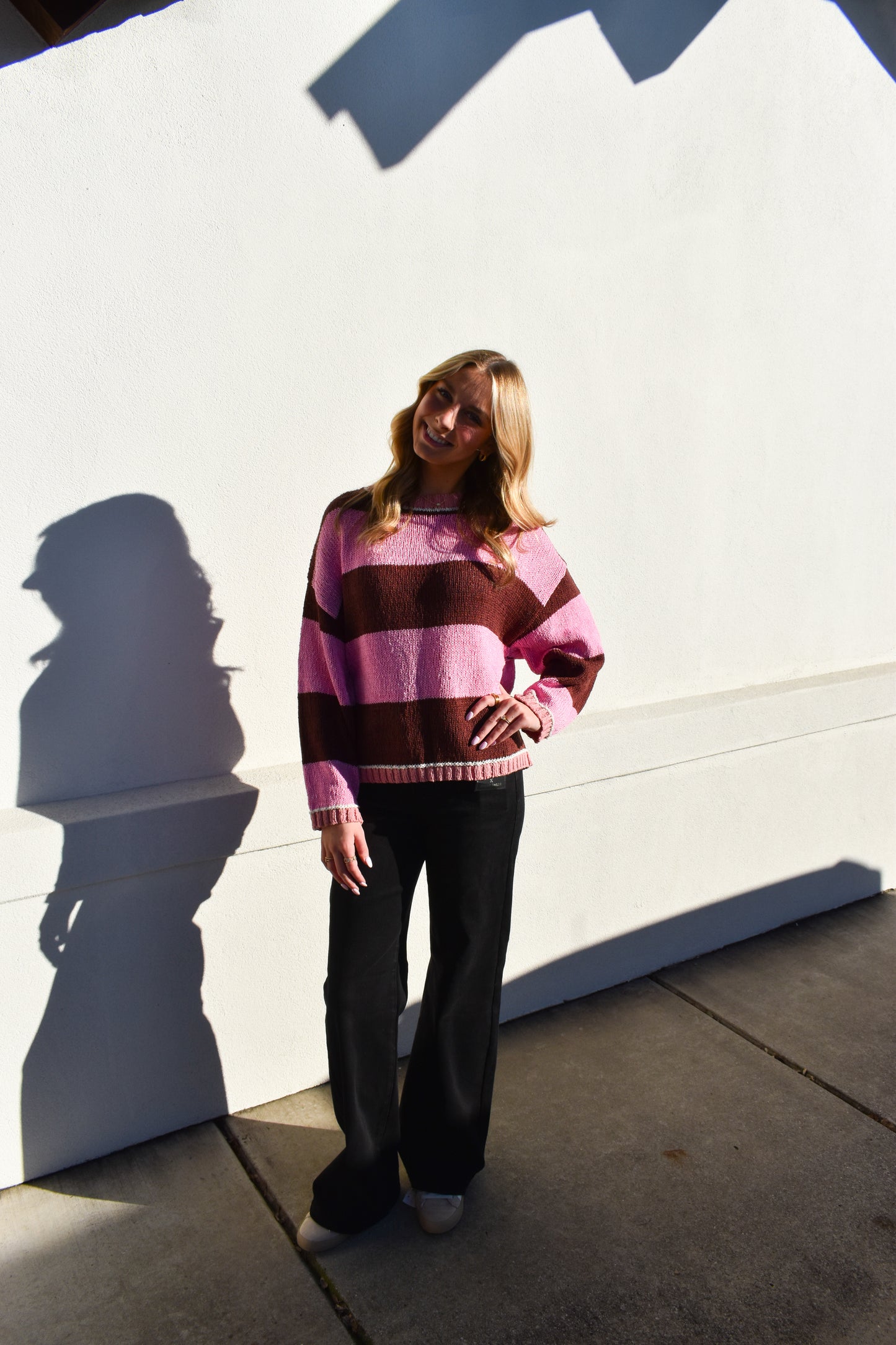 Drop Shoulder Stripe Sweater