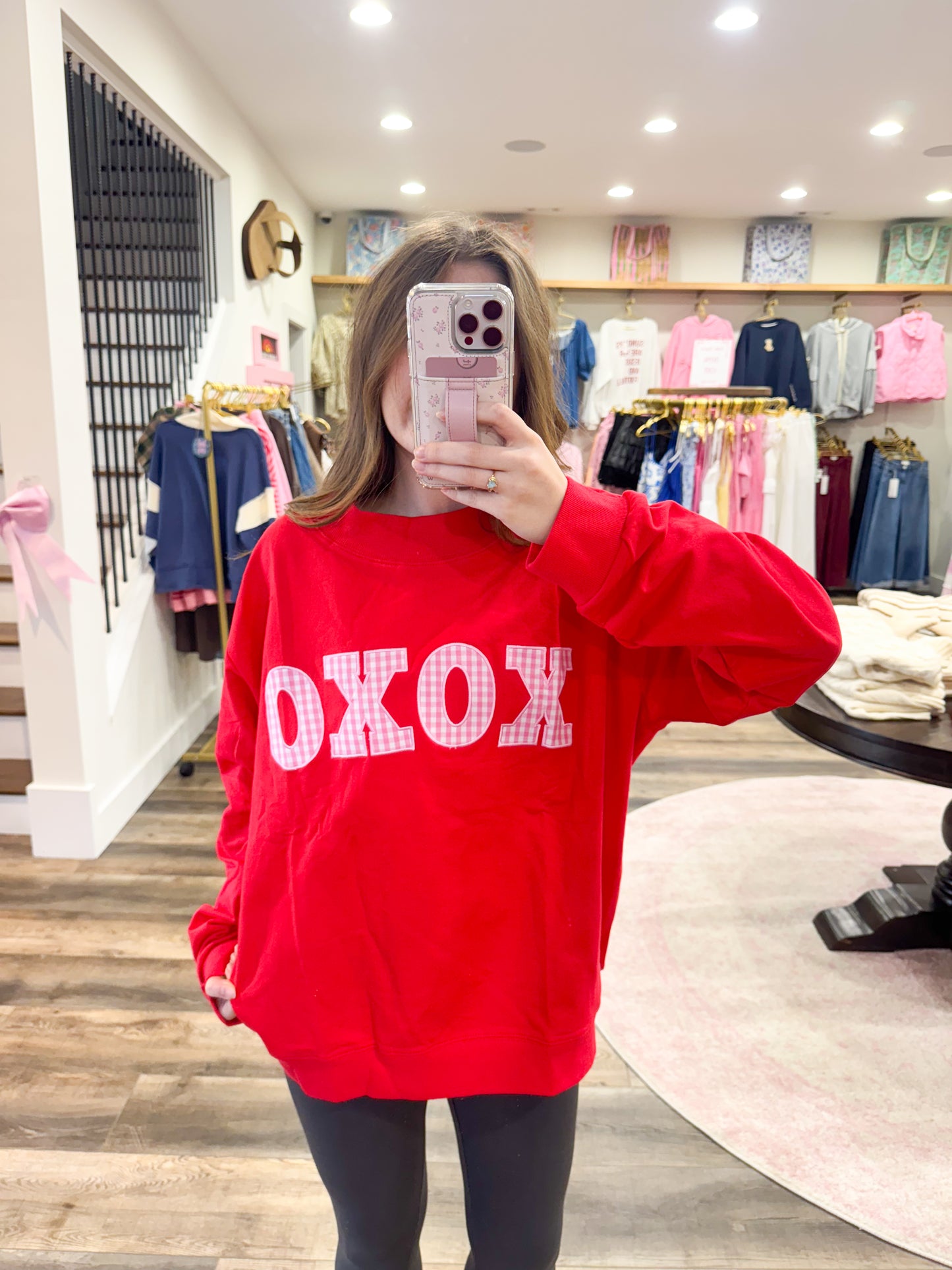 XOXO Gingham Mockneck