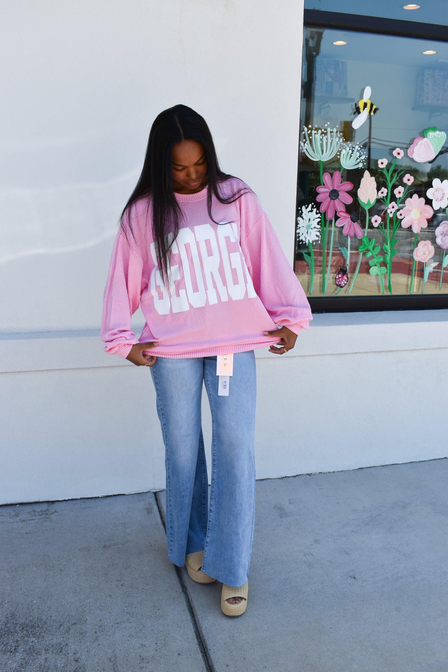 Pink Ribbed Georgia Sweatshirt