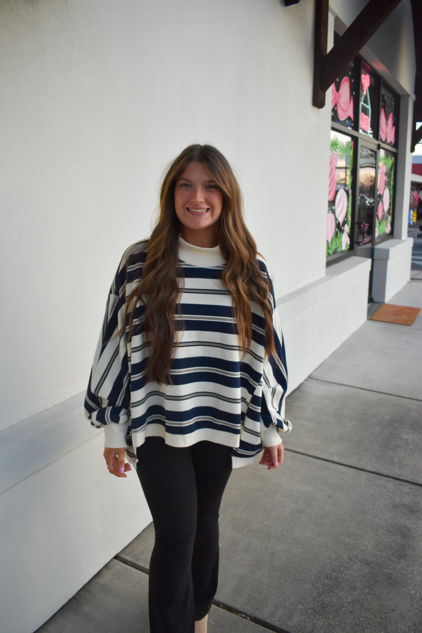 Striped Oversized Mockneck