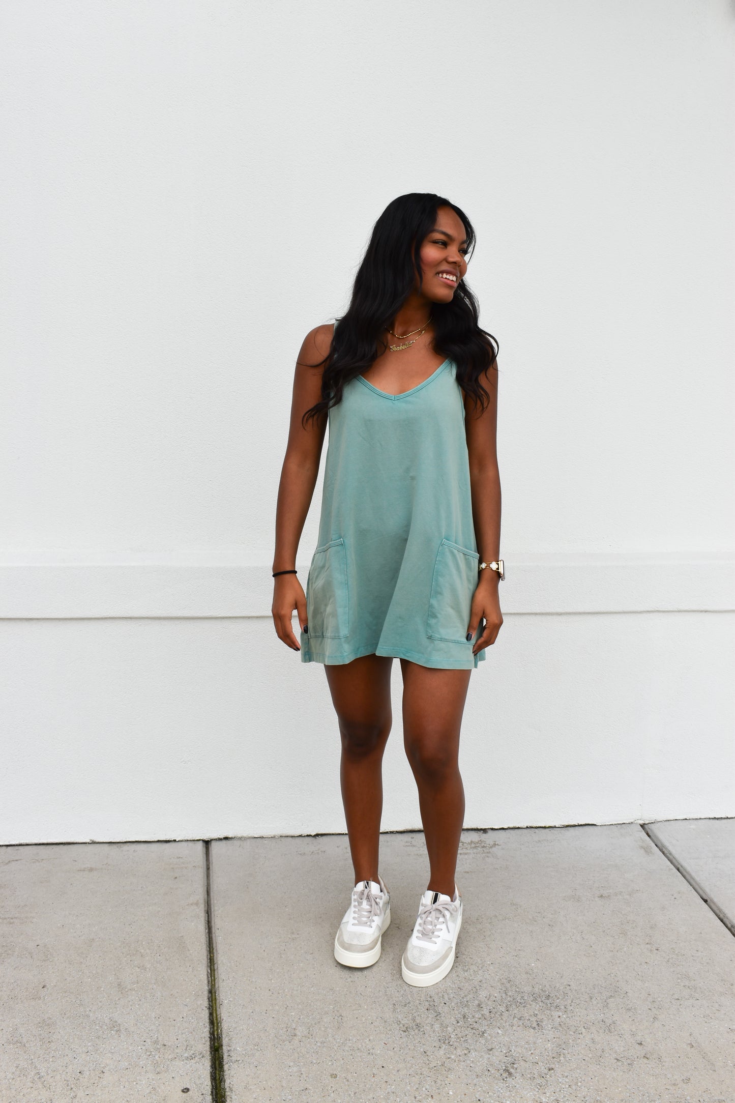 Mini Dress W/ Built in Romper Lining: Teal