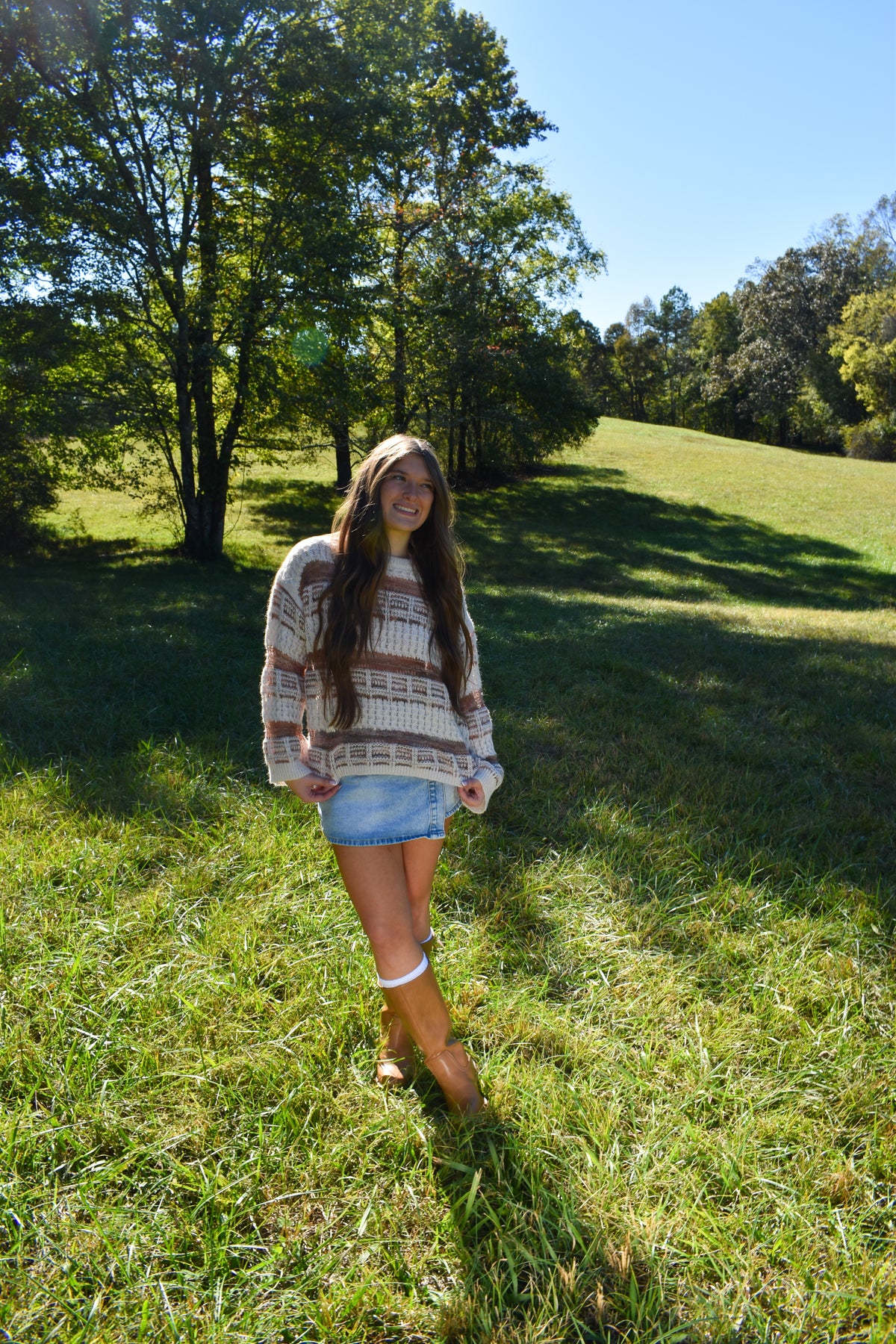 Vintage Soft Check Pattern Chunky Knit Sweater