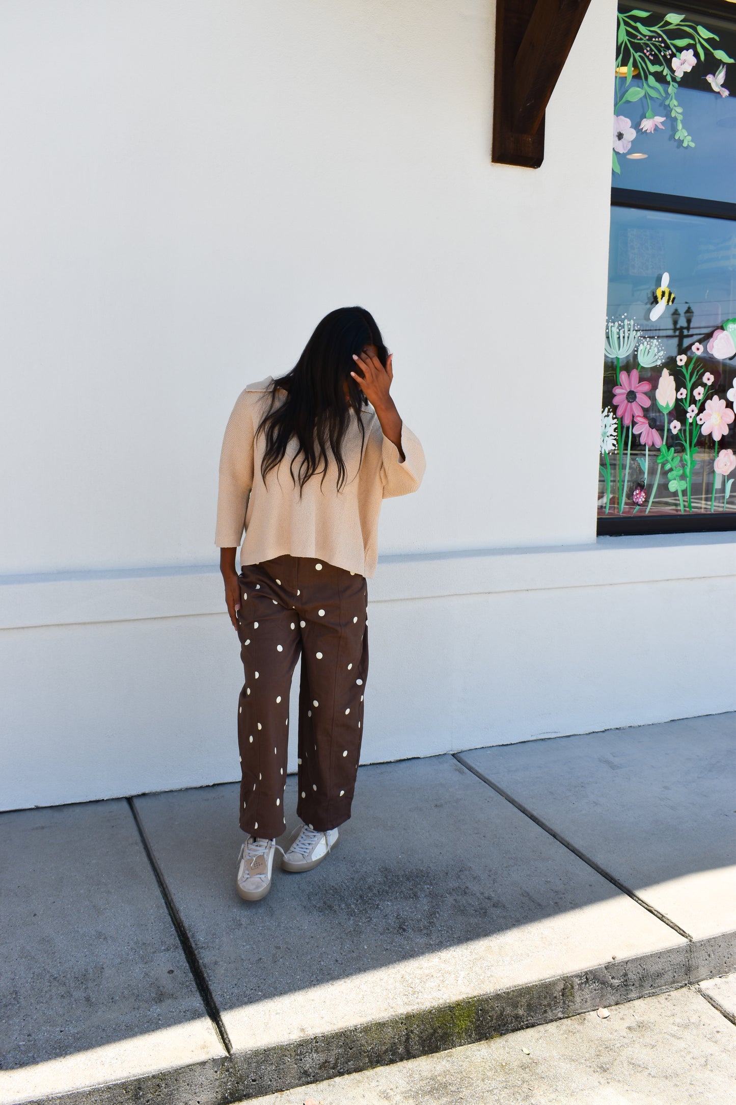 Polka Dot Brown Barrel Jean
