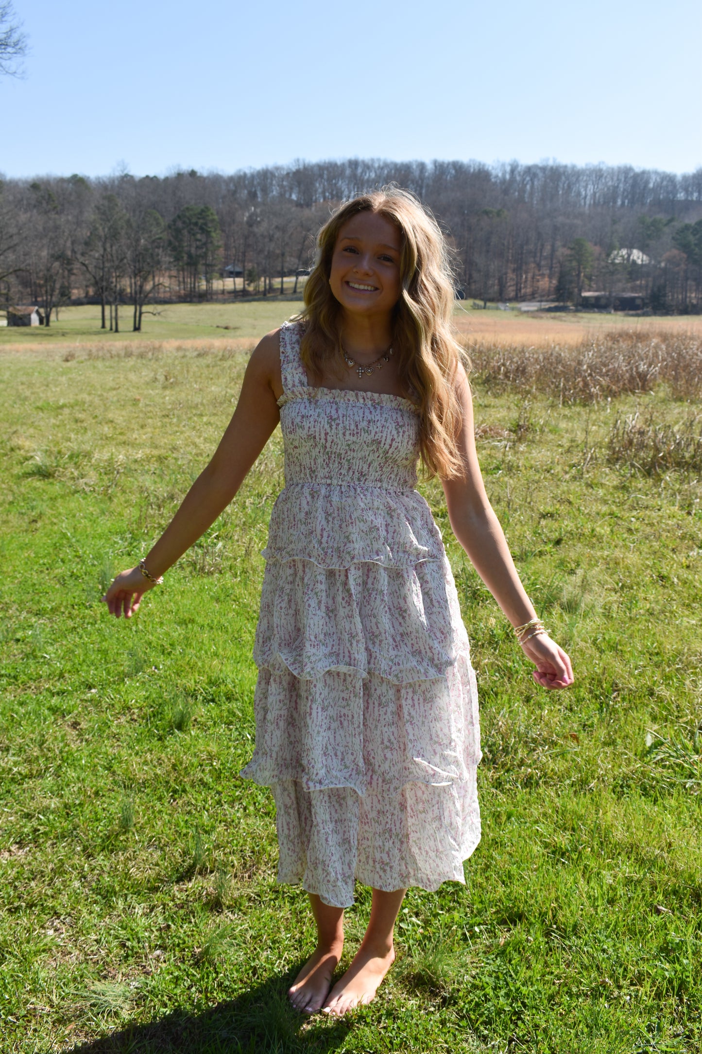 Garden Whirl Tier Midi Dress