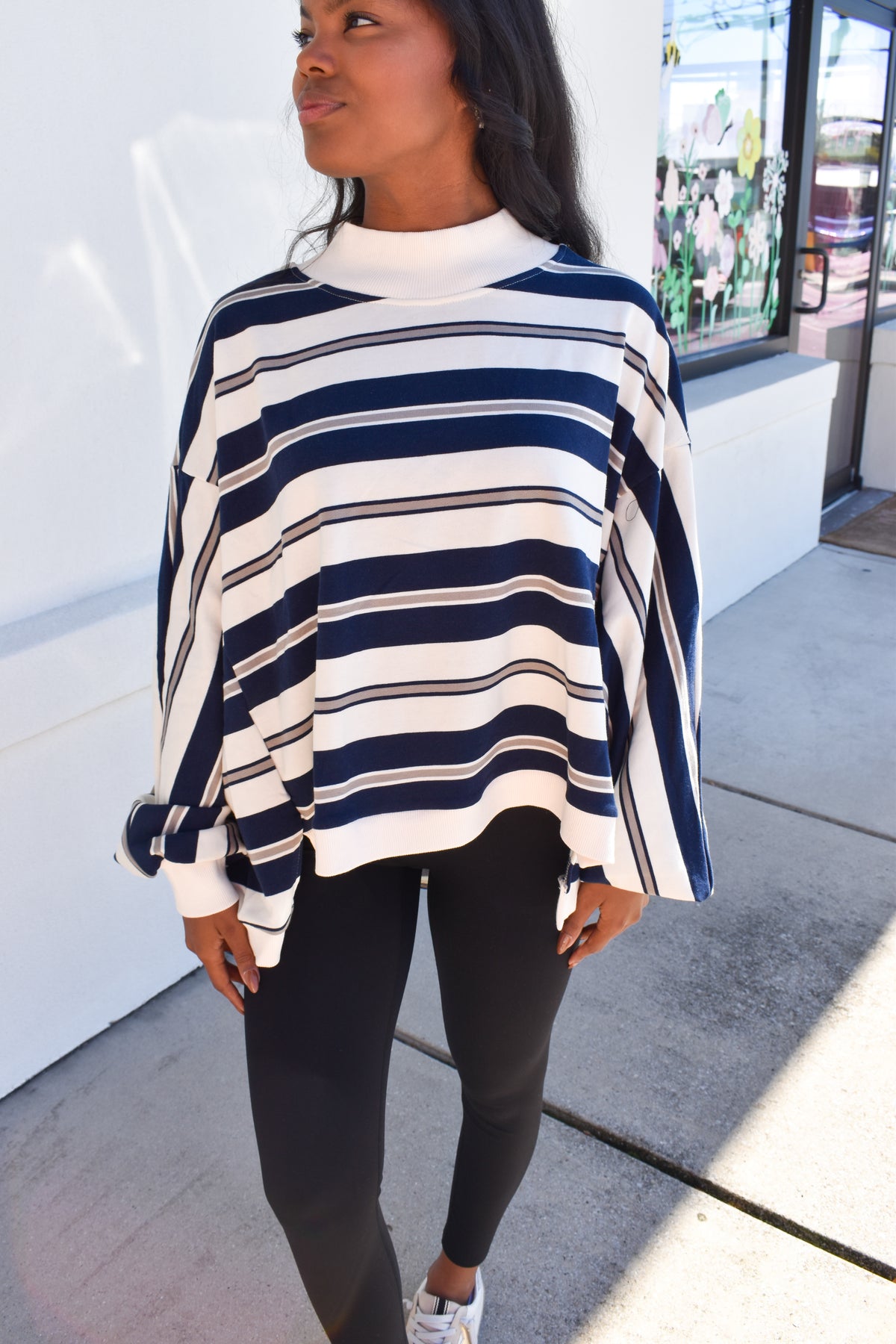 Striped Oversized Crewneck Top