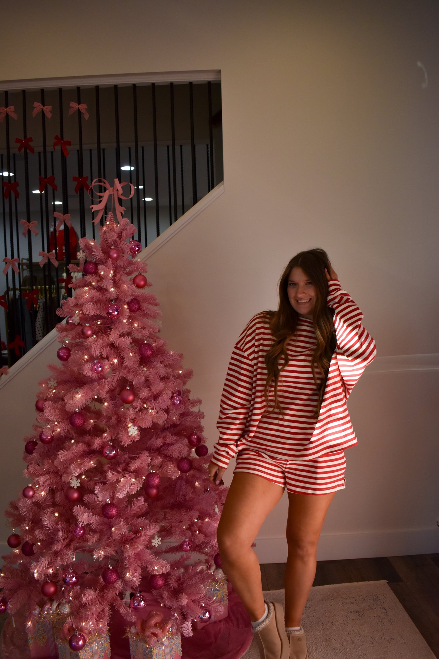 Lounge Stripe Top: Red