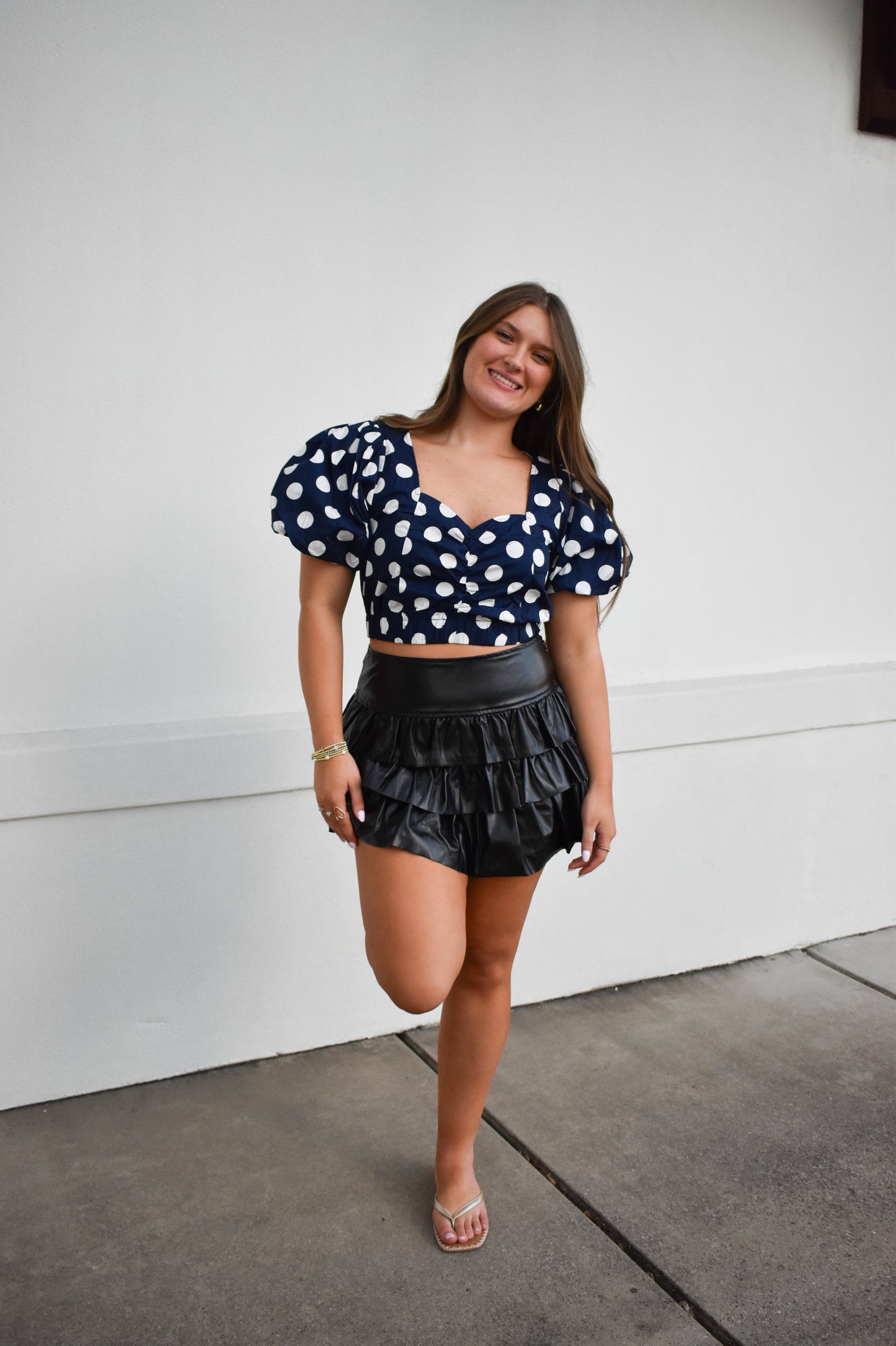 Cropped Polka Dot Bubble Top