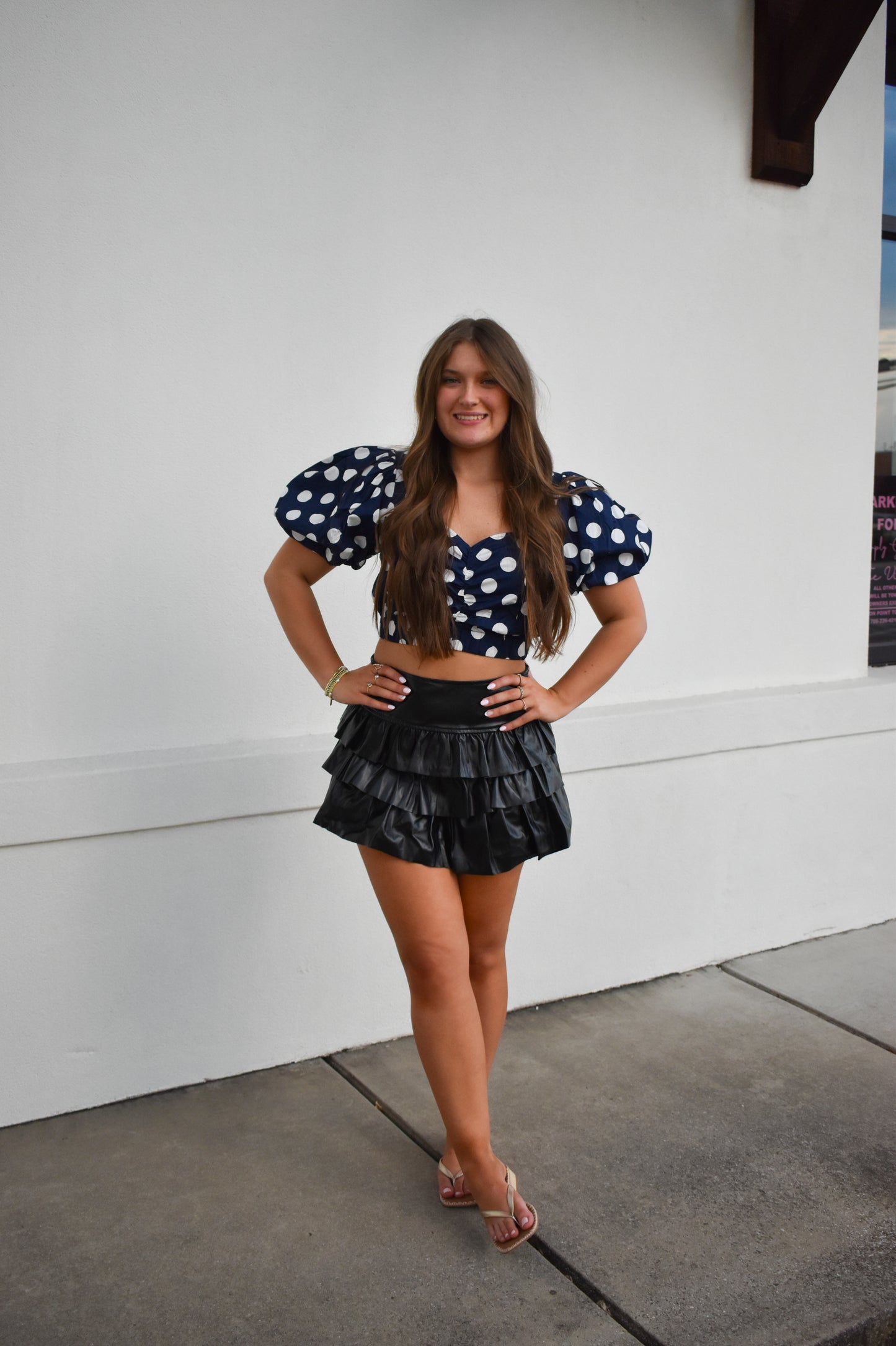 Cropped Polka Dot Bubble Top
