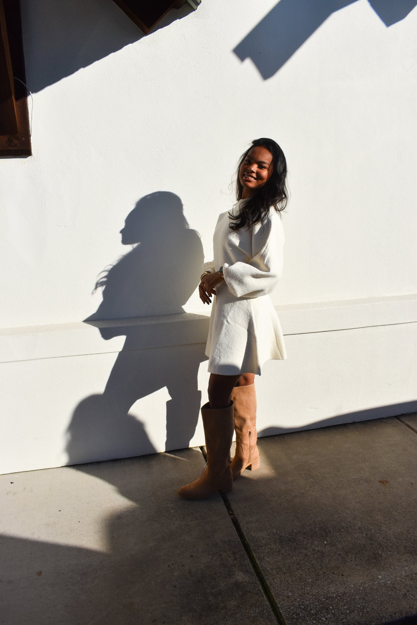 Ballon Sleeve Sweater Dress