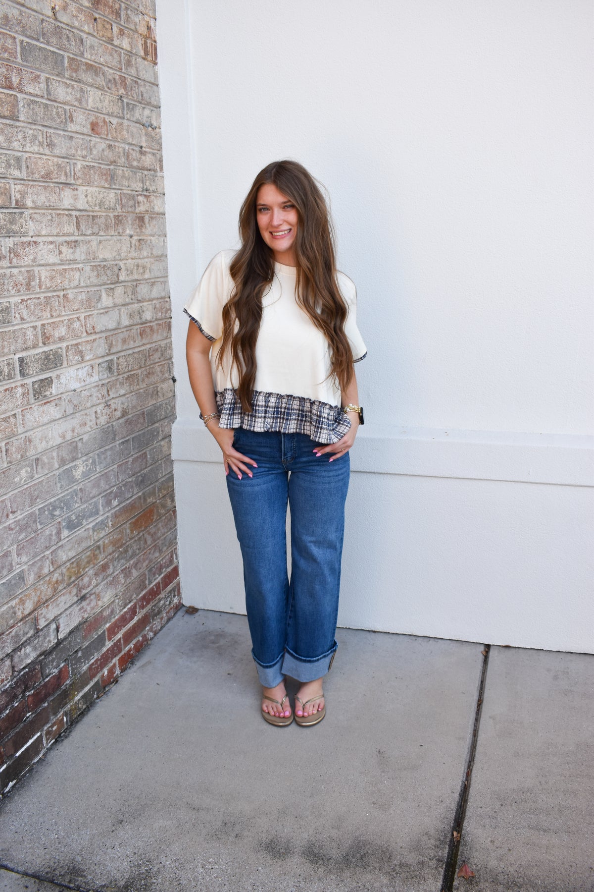 Hadley Plaid Trim Top