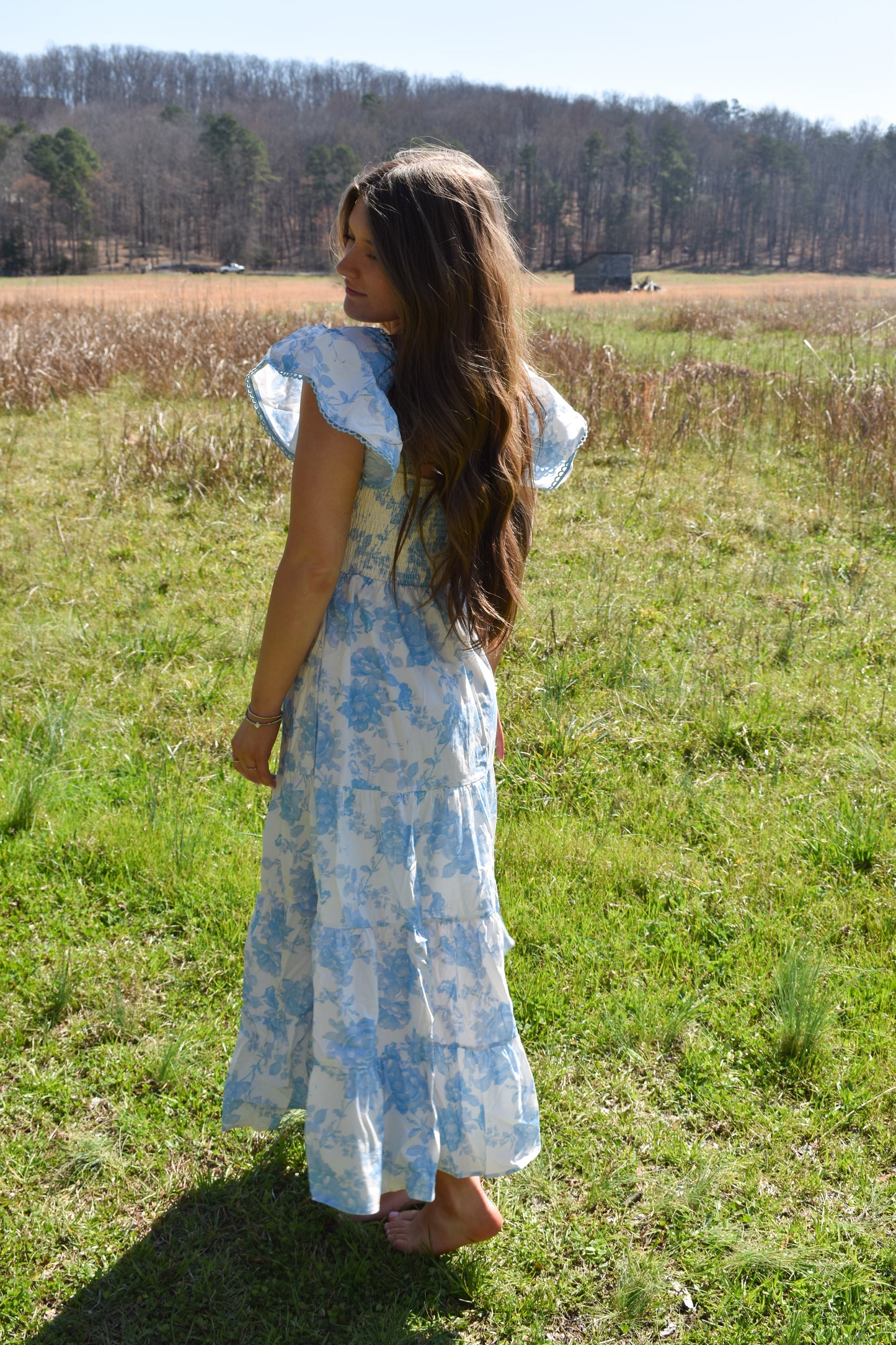 Baby Blue Floral Maxi Dress