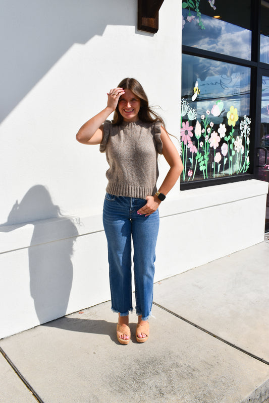 Ruffle Sleeve Sweater Top