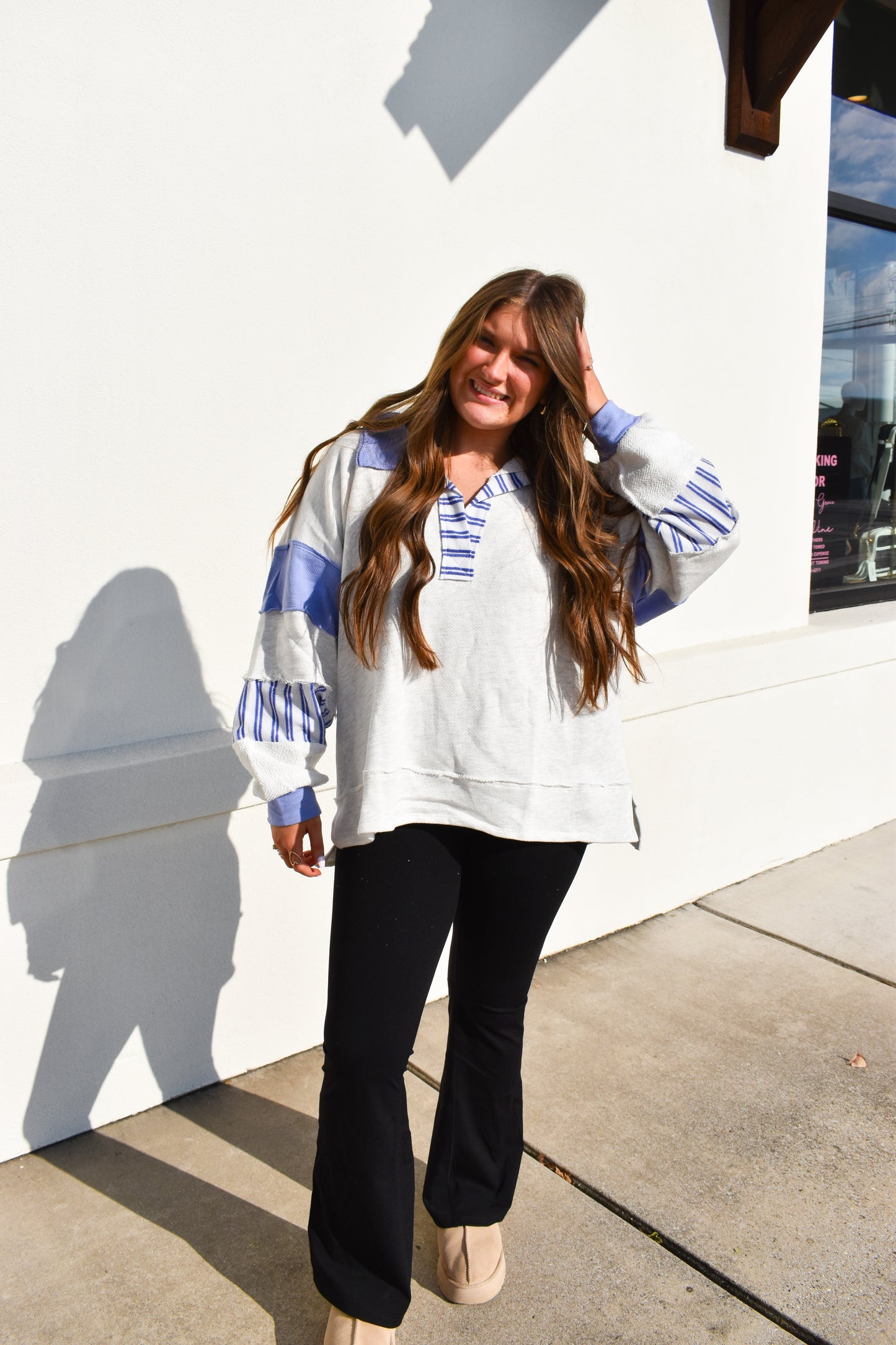 Terry Knit Collared Top