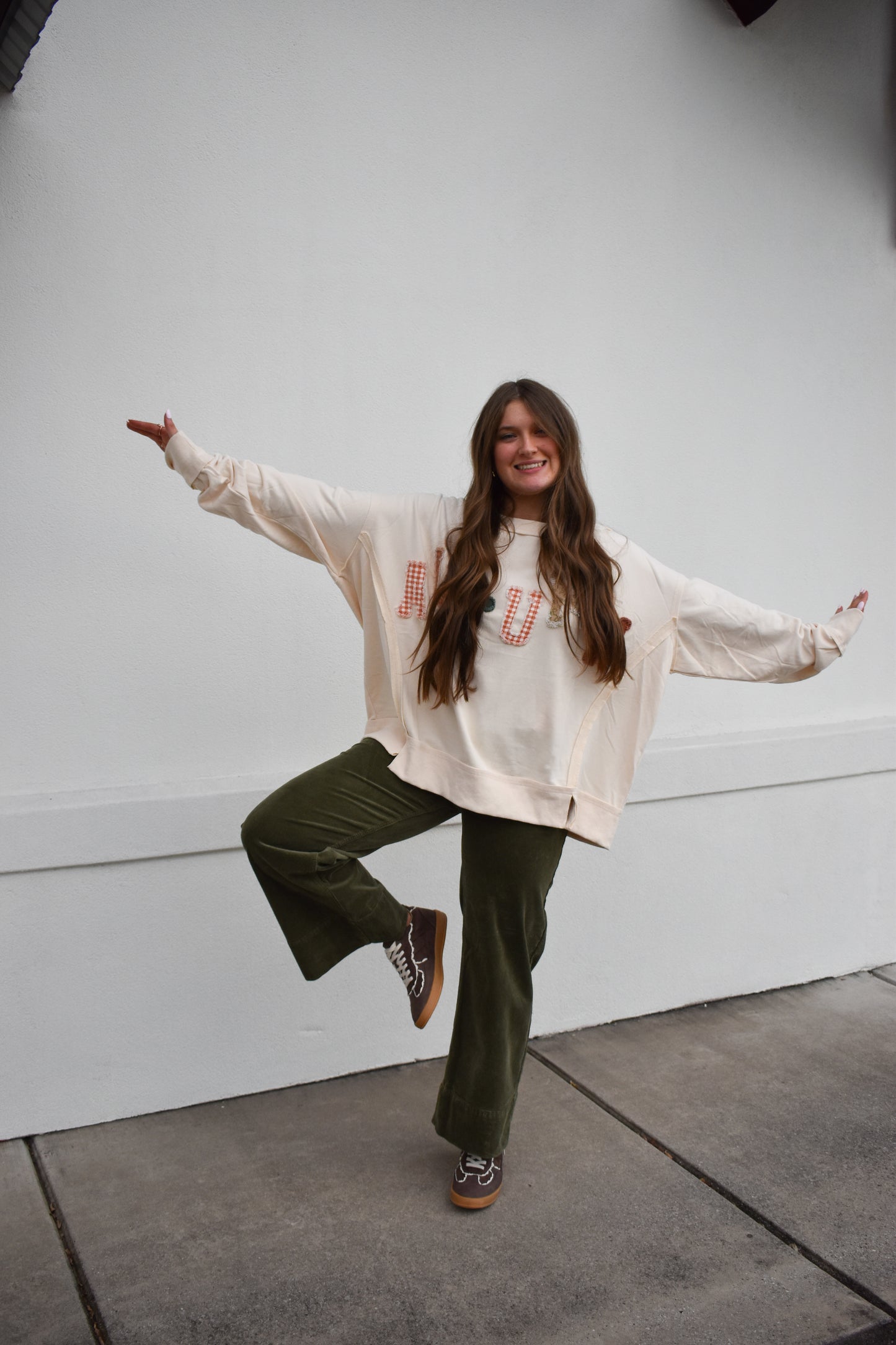 Risen High Rise Cropped Green Corduroy Pants