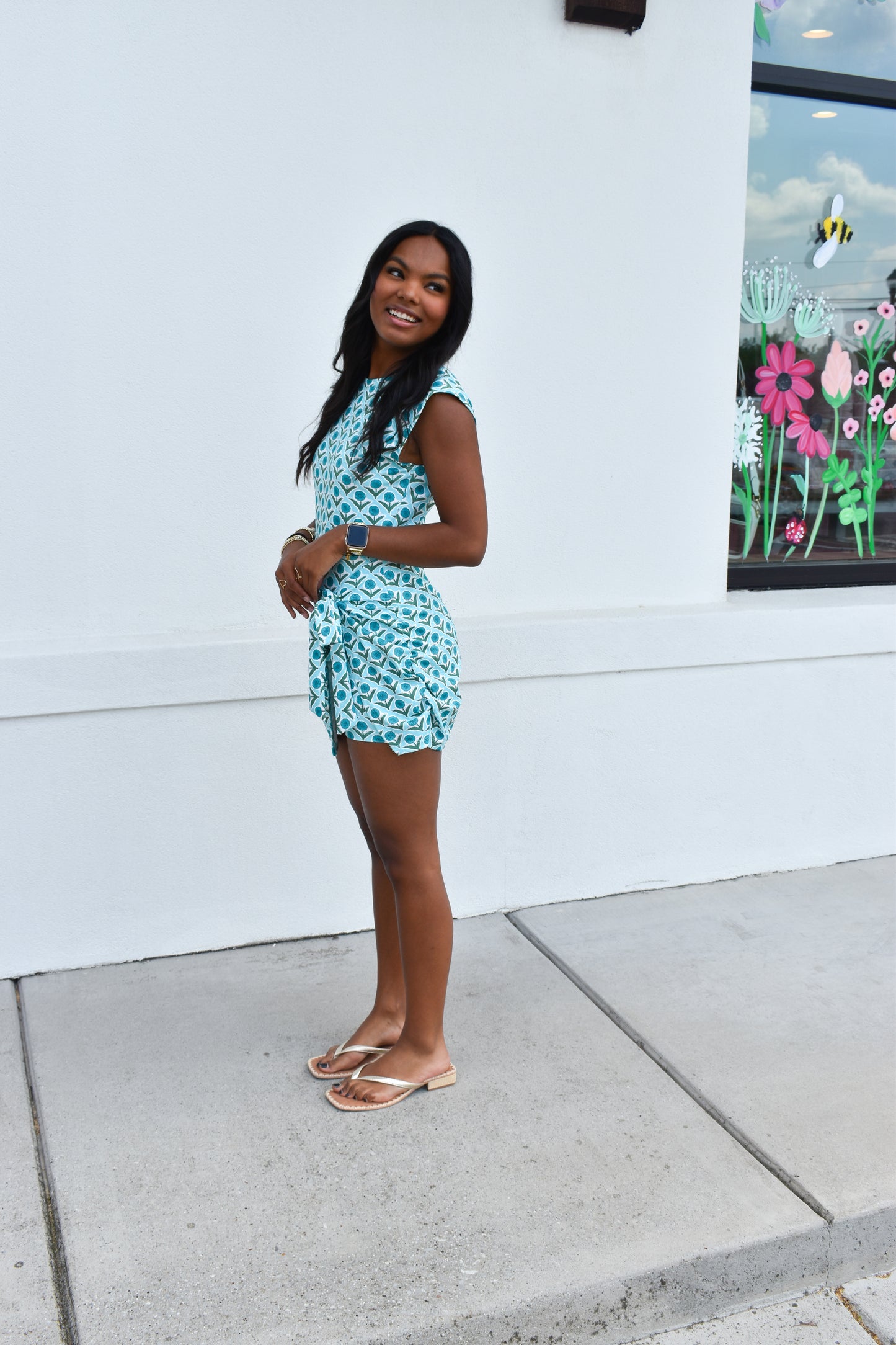 Bold Retro Floral Print Built In Shorts Dress