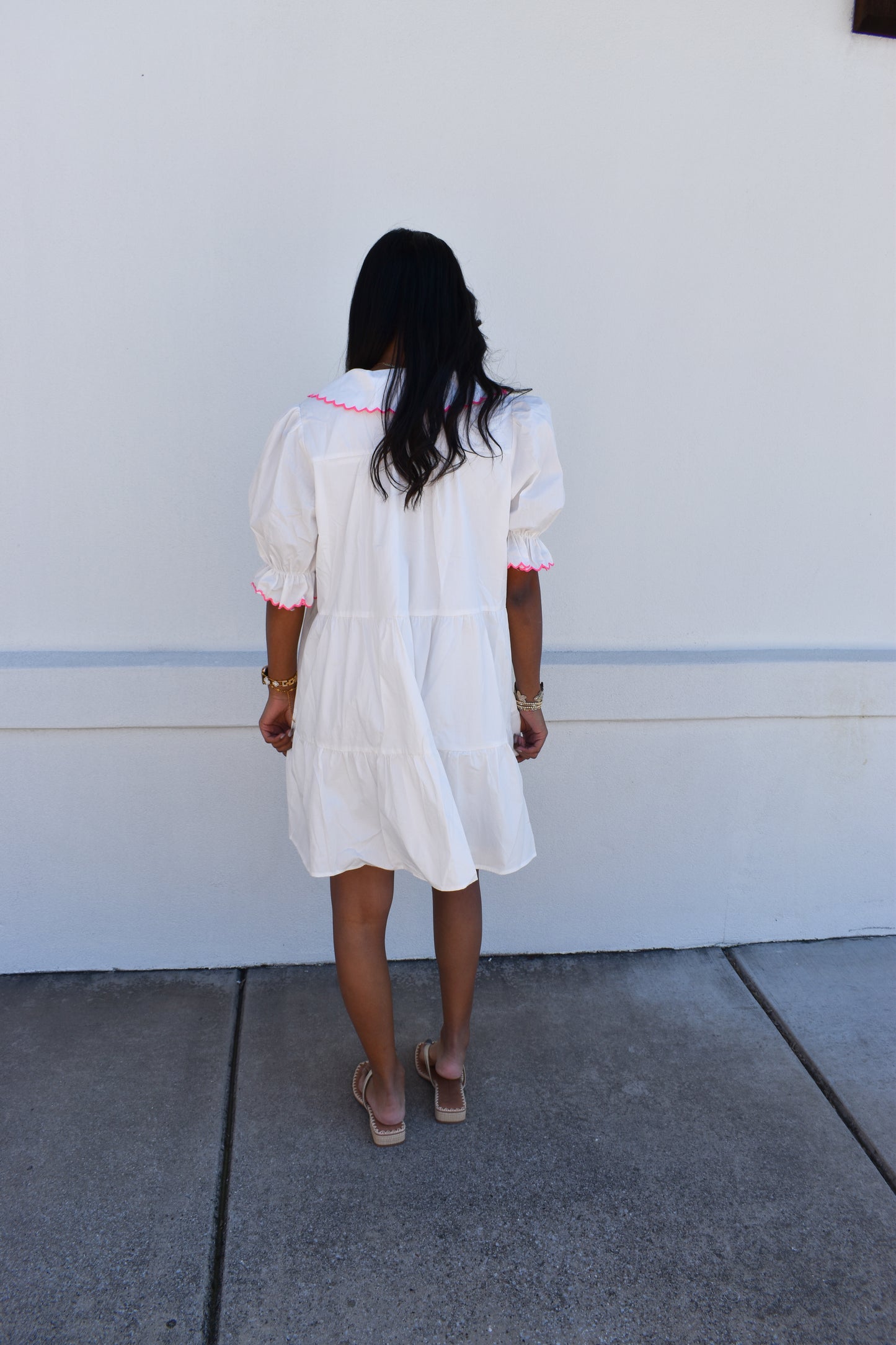 Floral Embroidered Scallop Dress