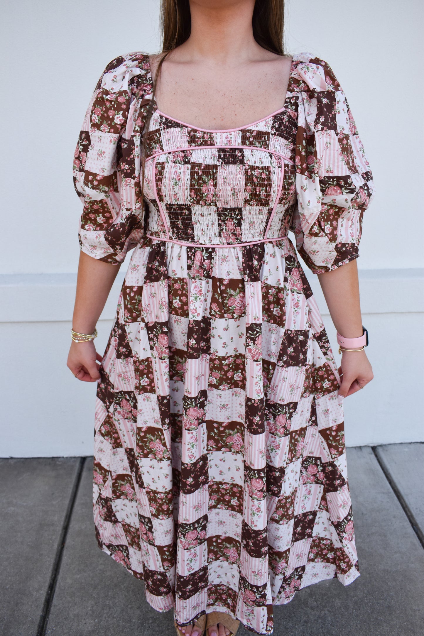 Jessie Floral Maxi Dress W/ Puffy Sleeves