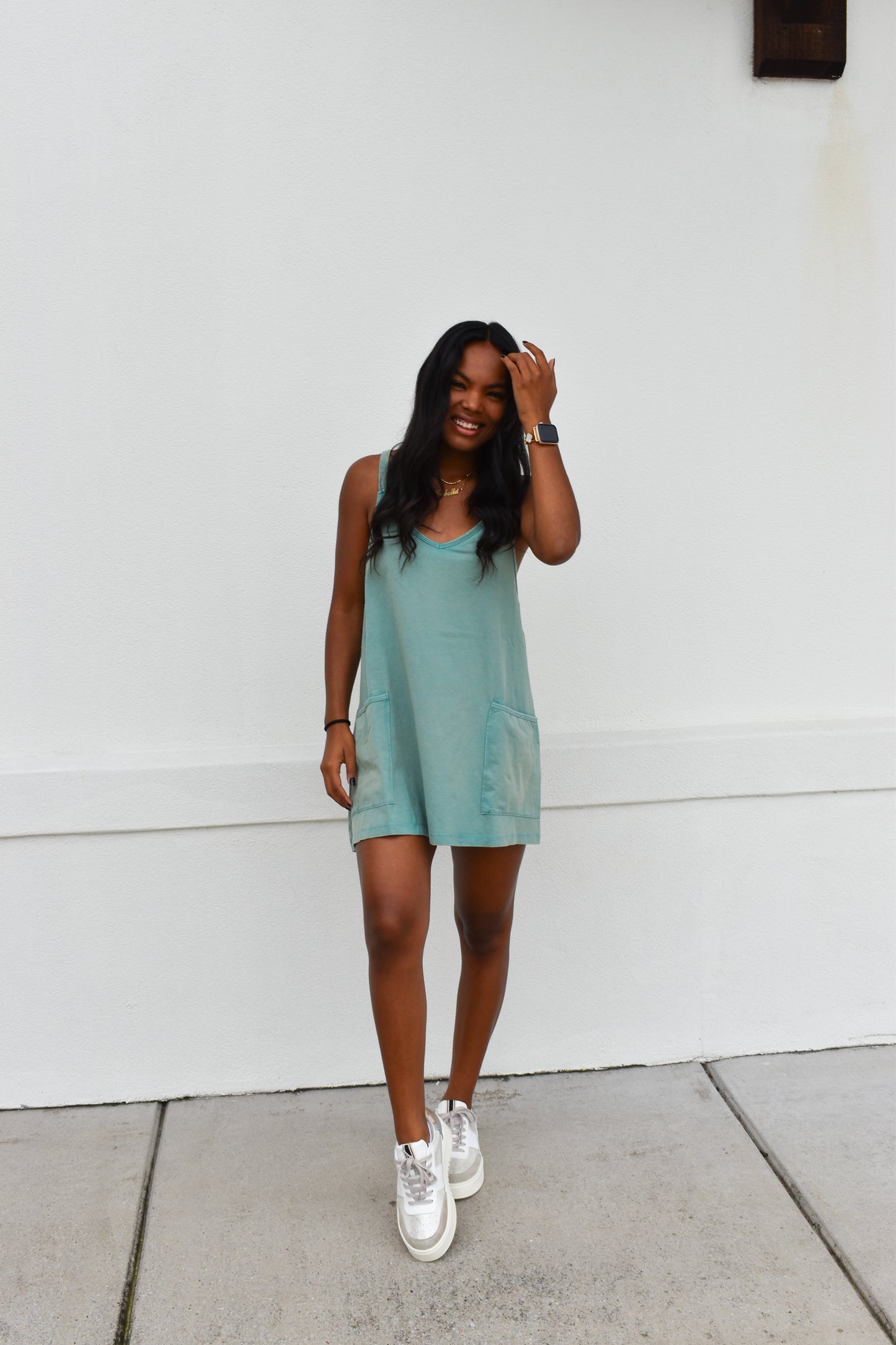 Mini Dress W/ Built in Romper Lining: Teal