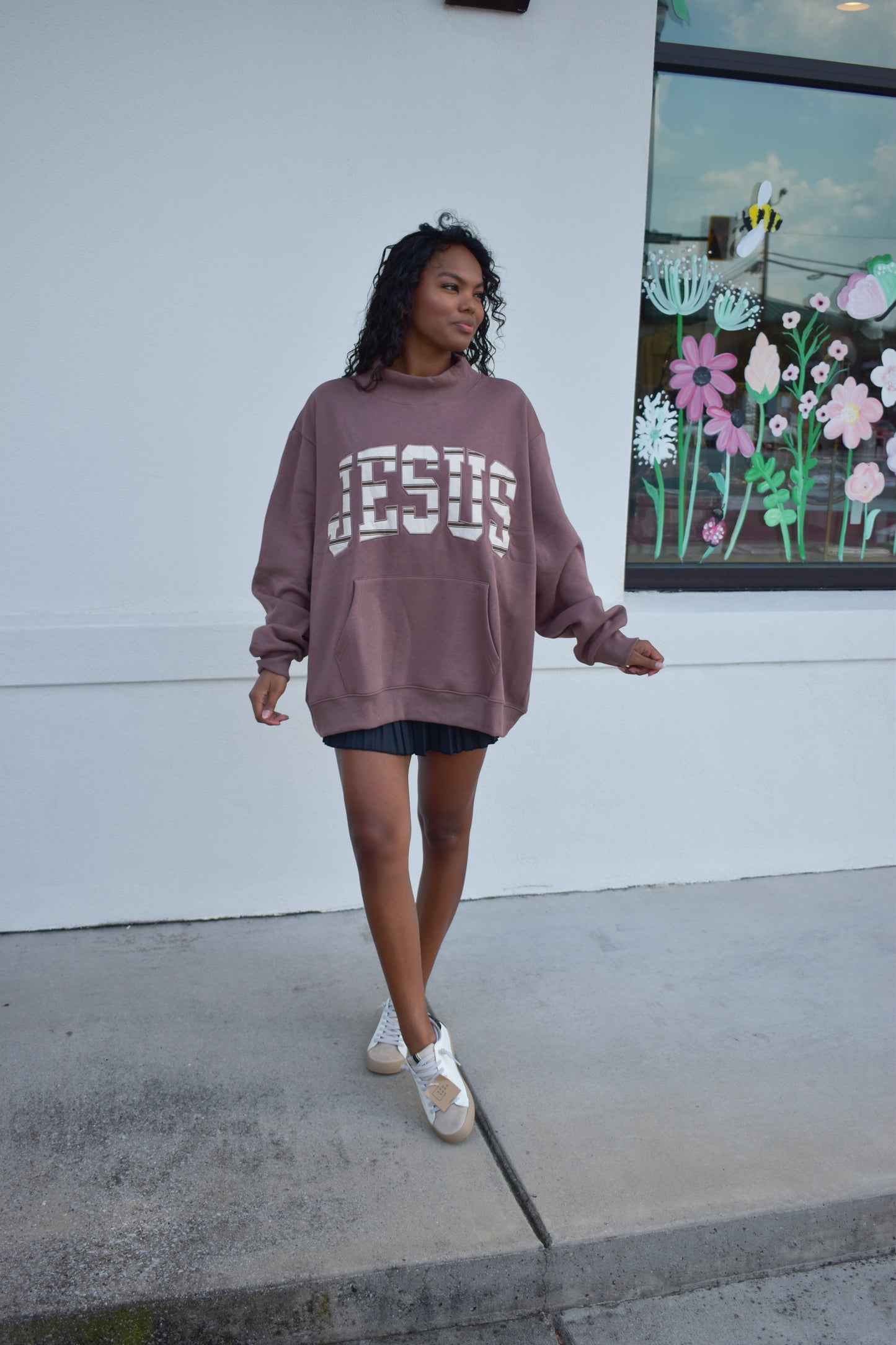 JESUS Oversized MockNeck Sweatshirt