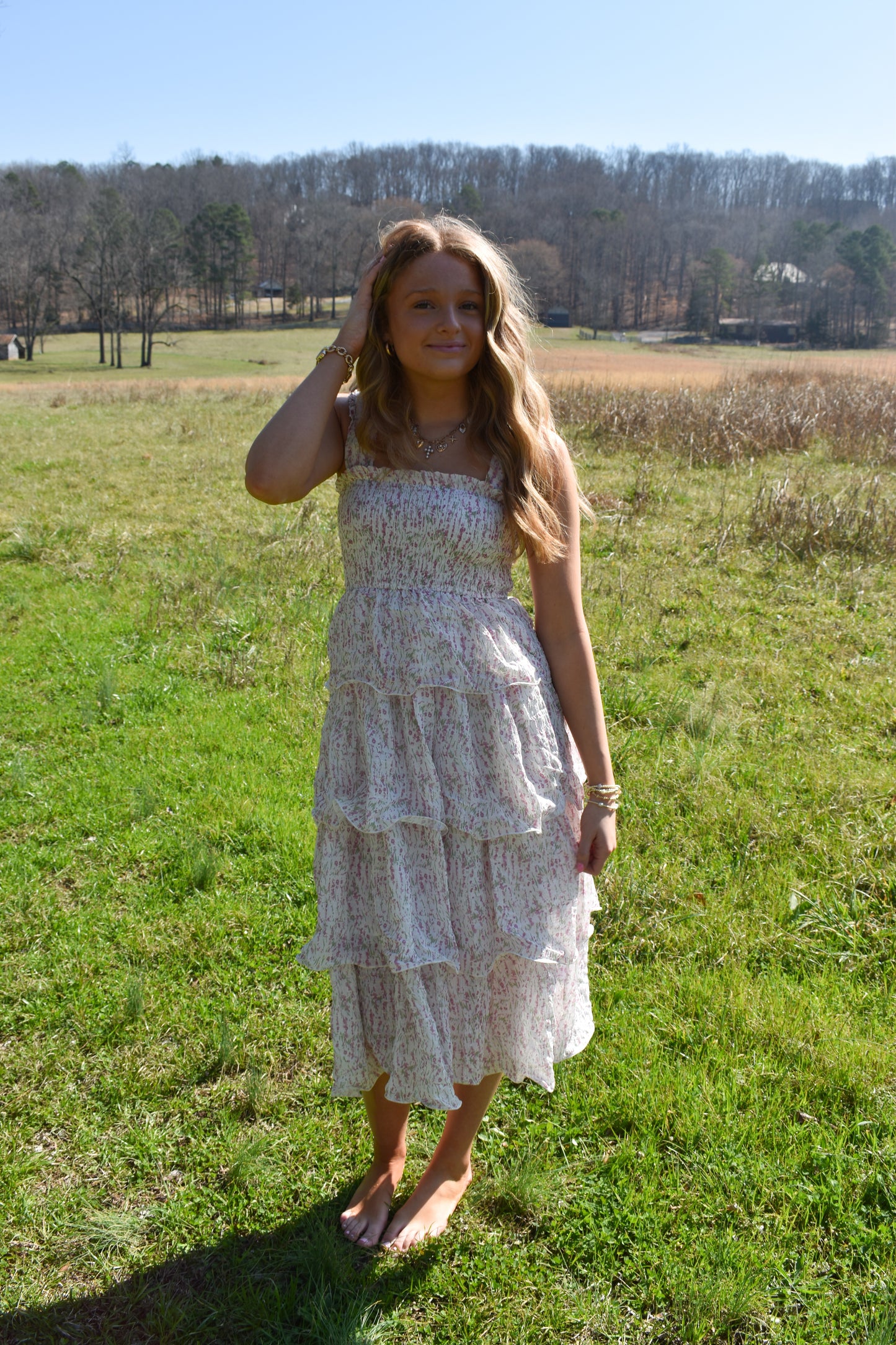 Garden Whirl Tier Midi Dress