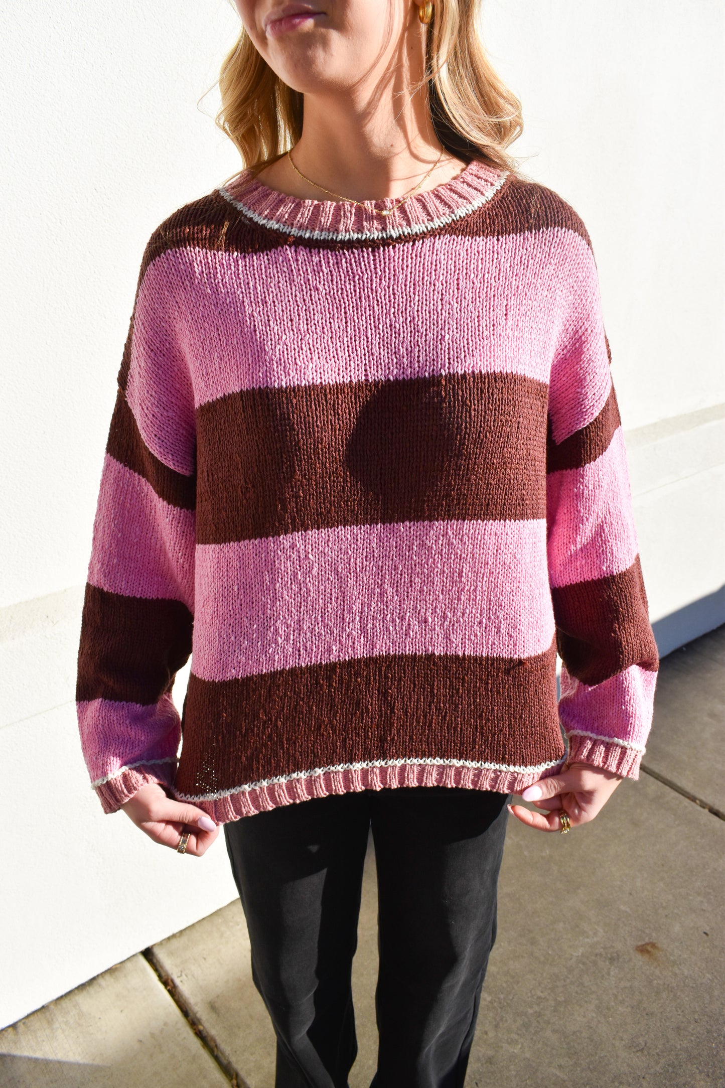 Drop Shoulder Stripe Sweater