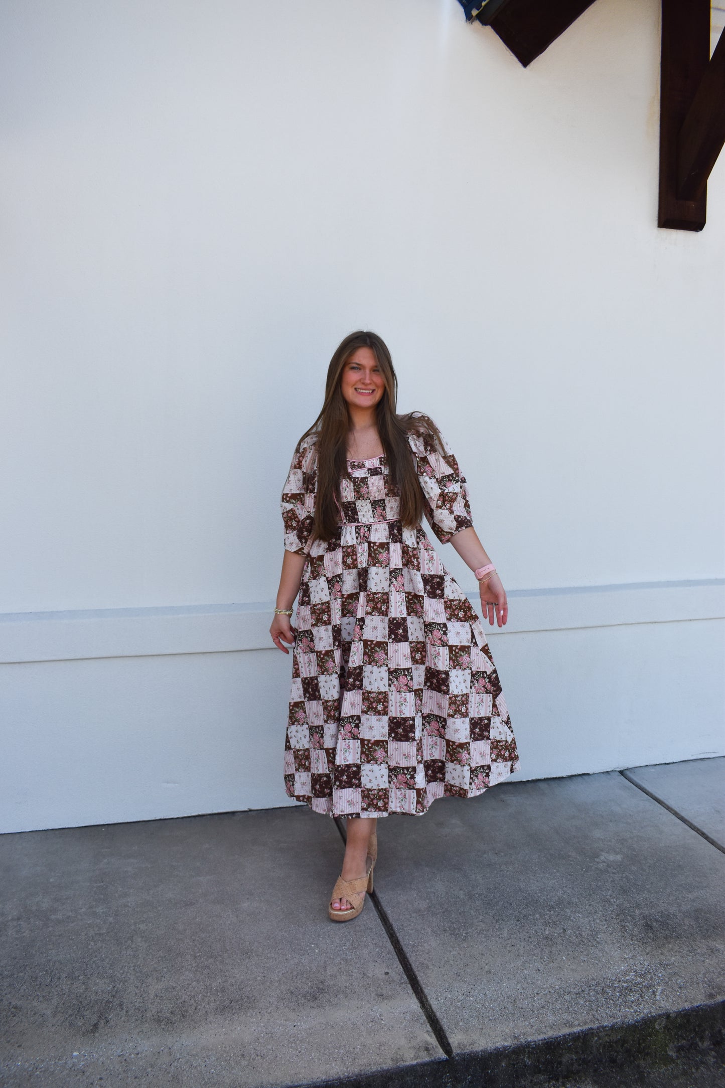 Jessie Floral Maxi Dress W/ Puffy Sleeves