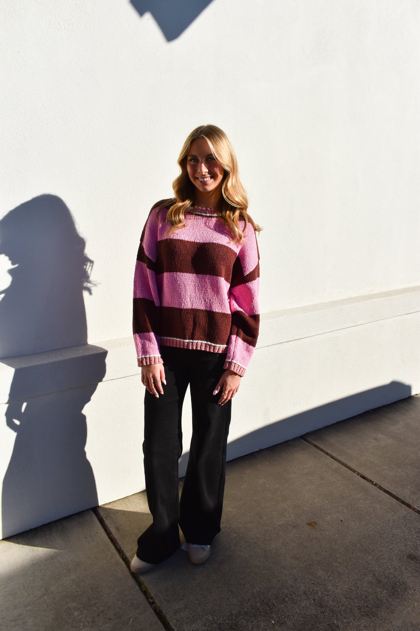Drop Shoulder Stripe Sweater