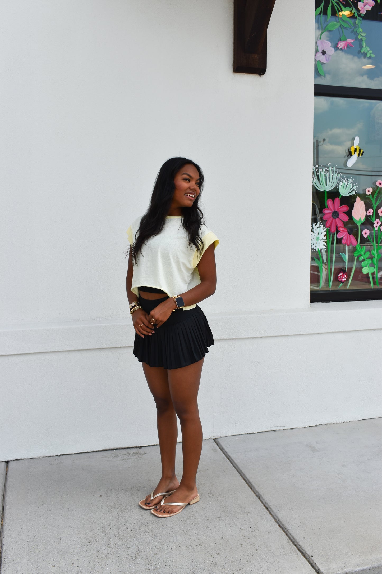 Cutout Back Layering Tee: Yellow