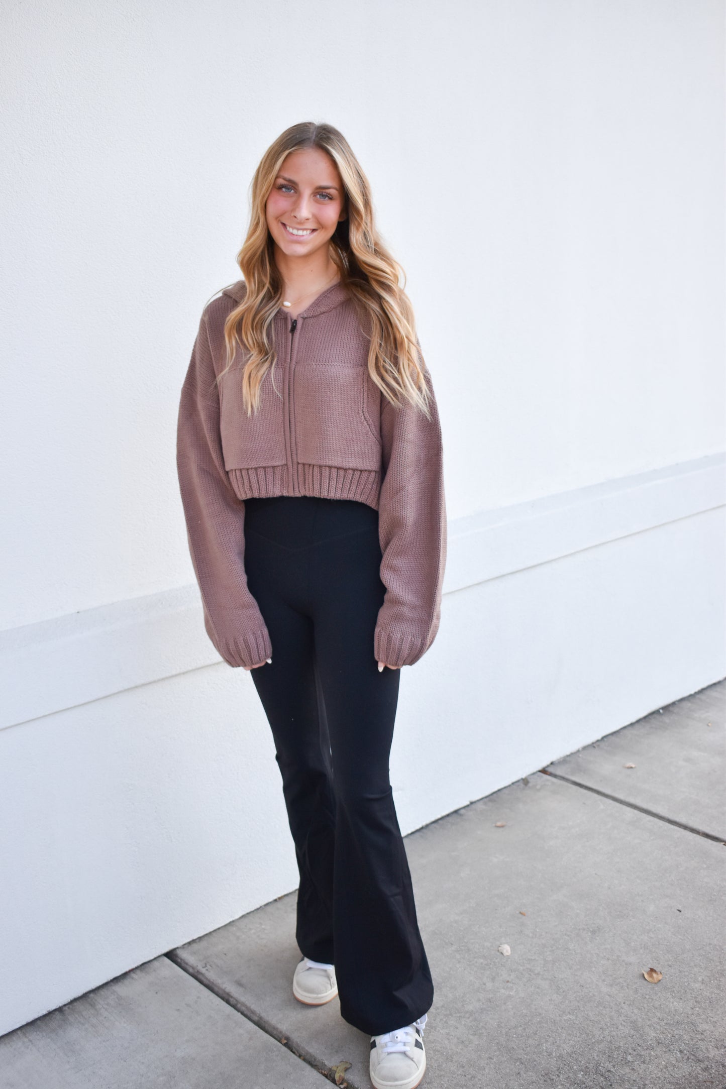 Knit Zip Up Hoodie Sweater