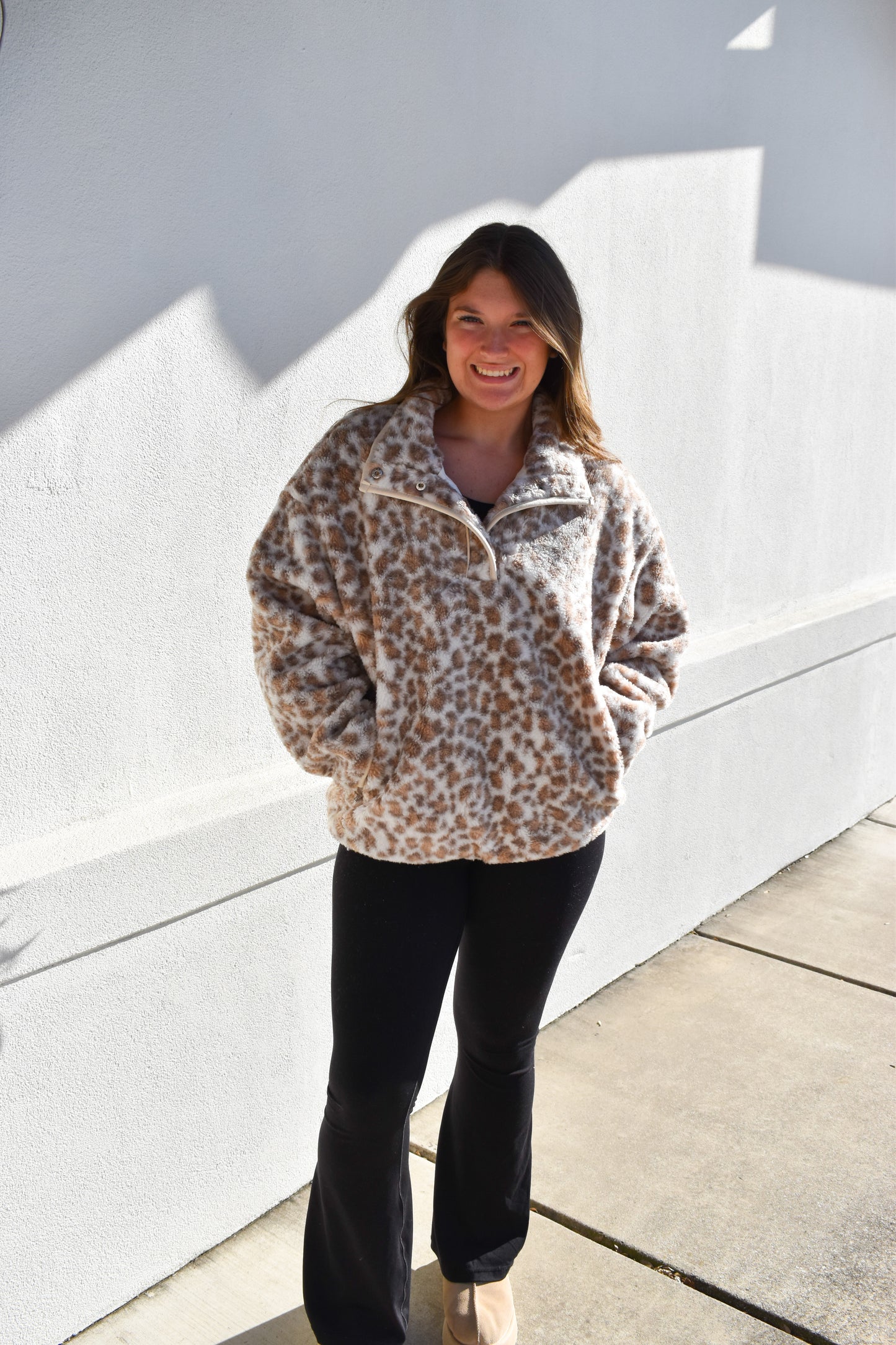 Leopard Fleece Pullover