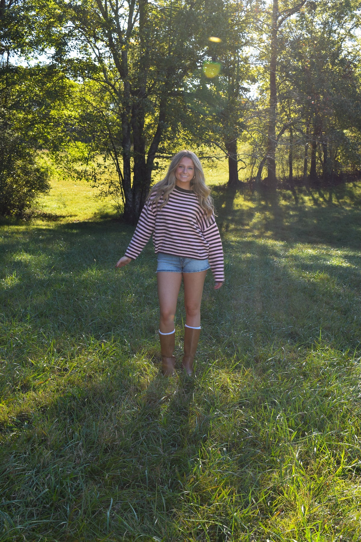 Mocha/Pink Stripe Sweater